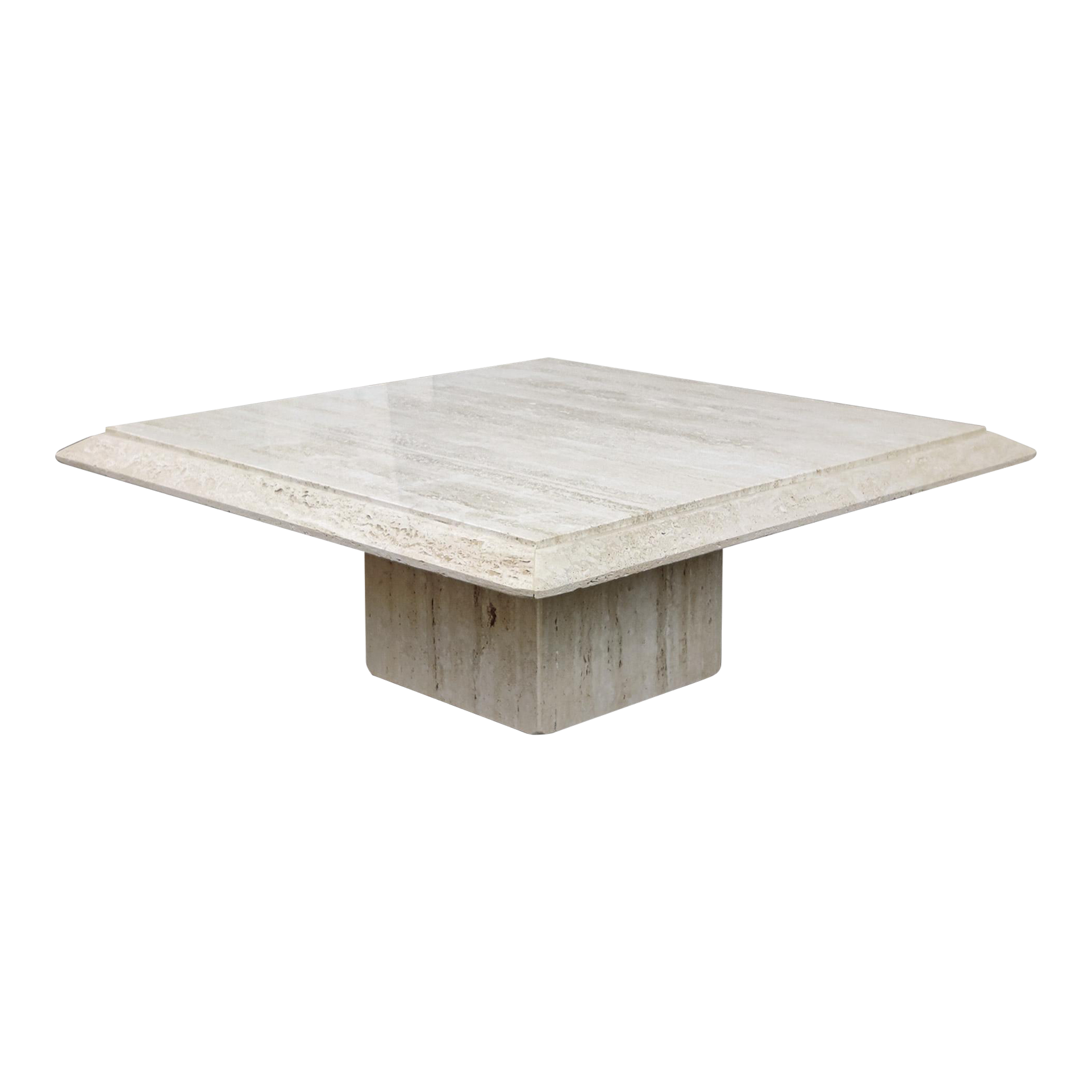 1980s Stone International Italian Travertine Marble Coffee Table Mid