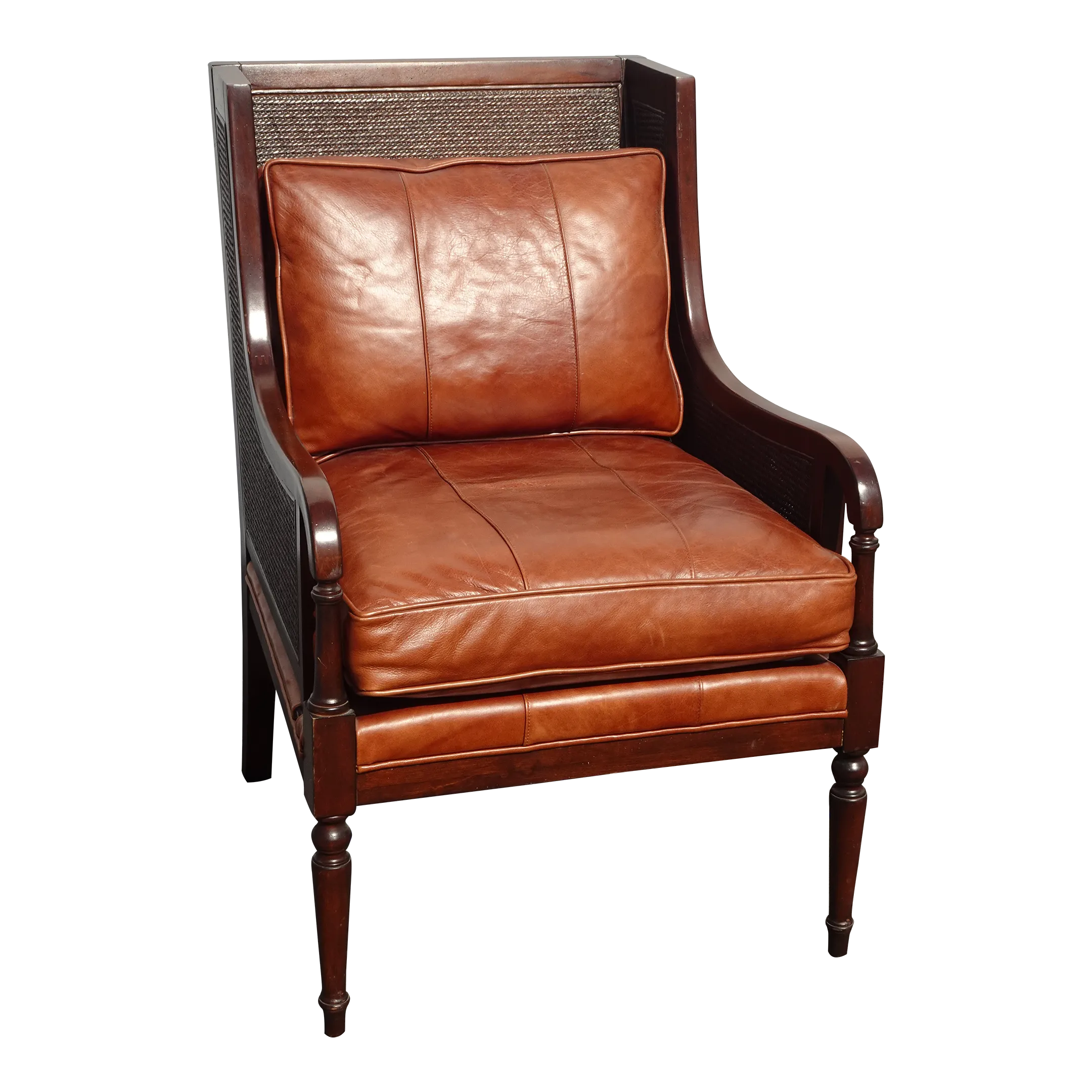 Vintage Tommy Bahama Brown Leather Rattan Lounge Chair Chairish