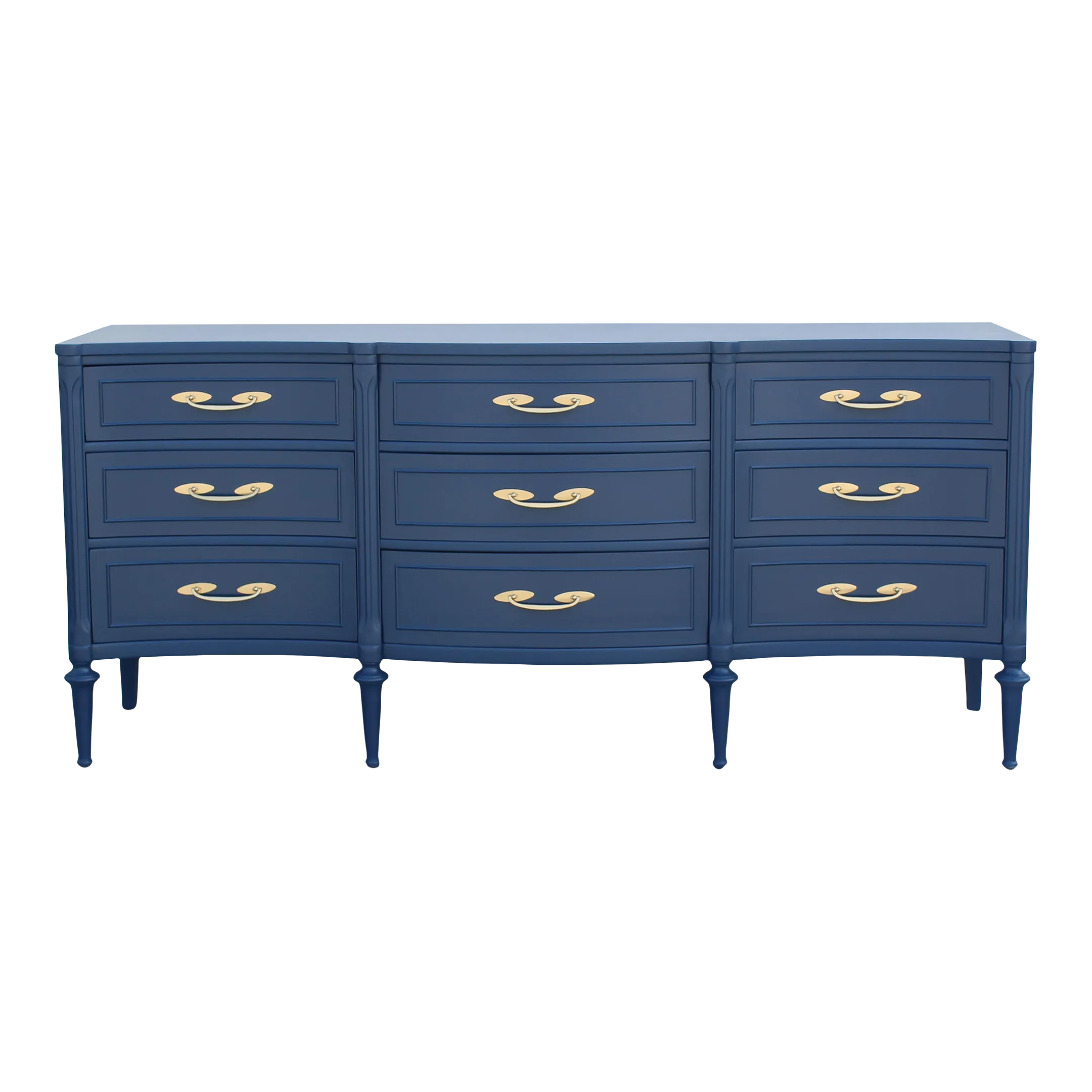 Mid-Century Blue Dresser of Nine Drawers | Chairish