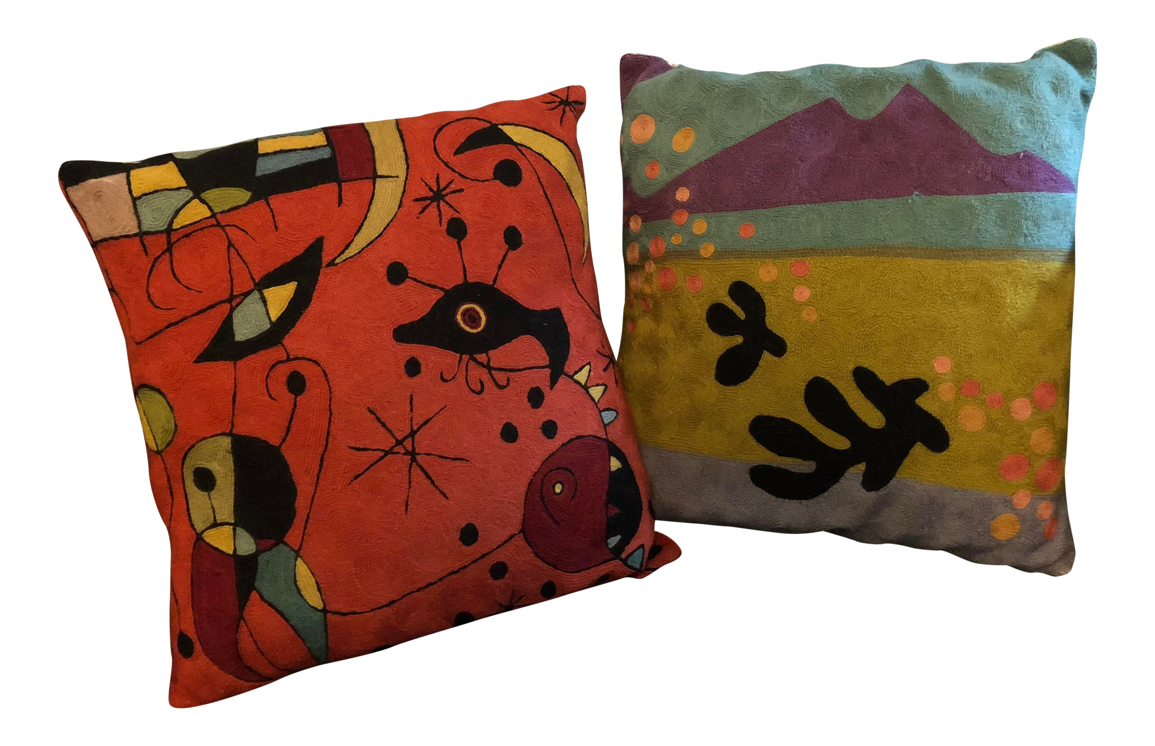 Modern Miro Inspired Pillows A Pair Chairish