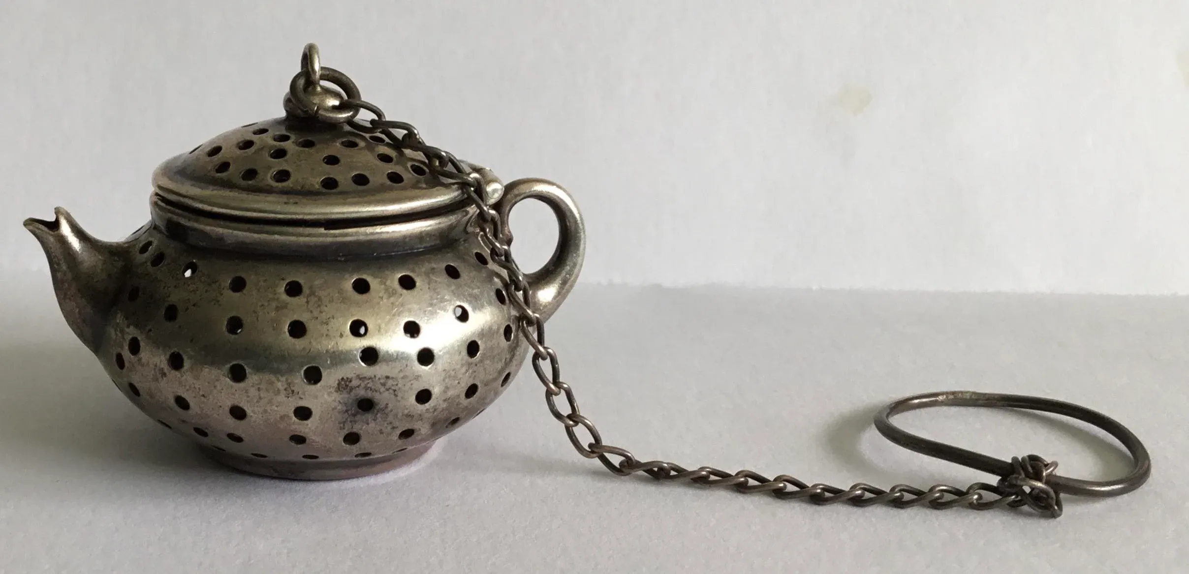 Antique Sterling Silver “ Teapot” Tea Strainer