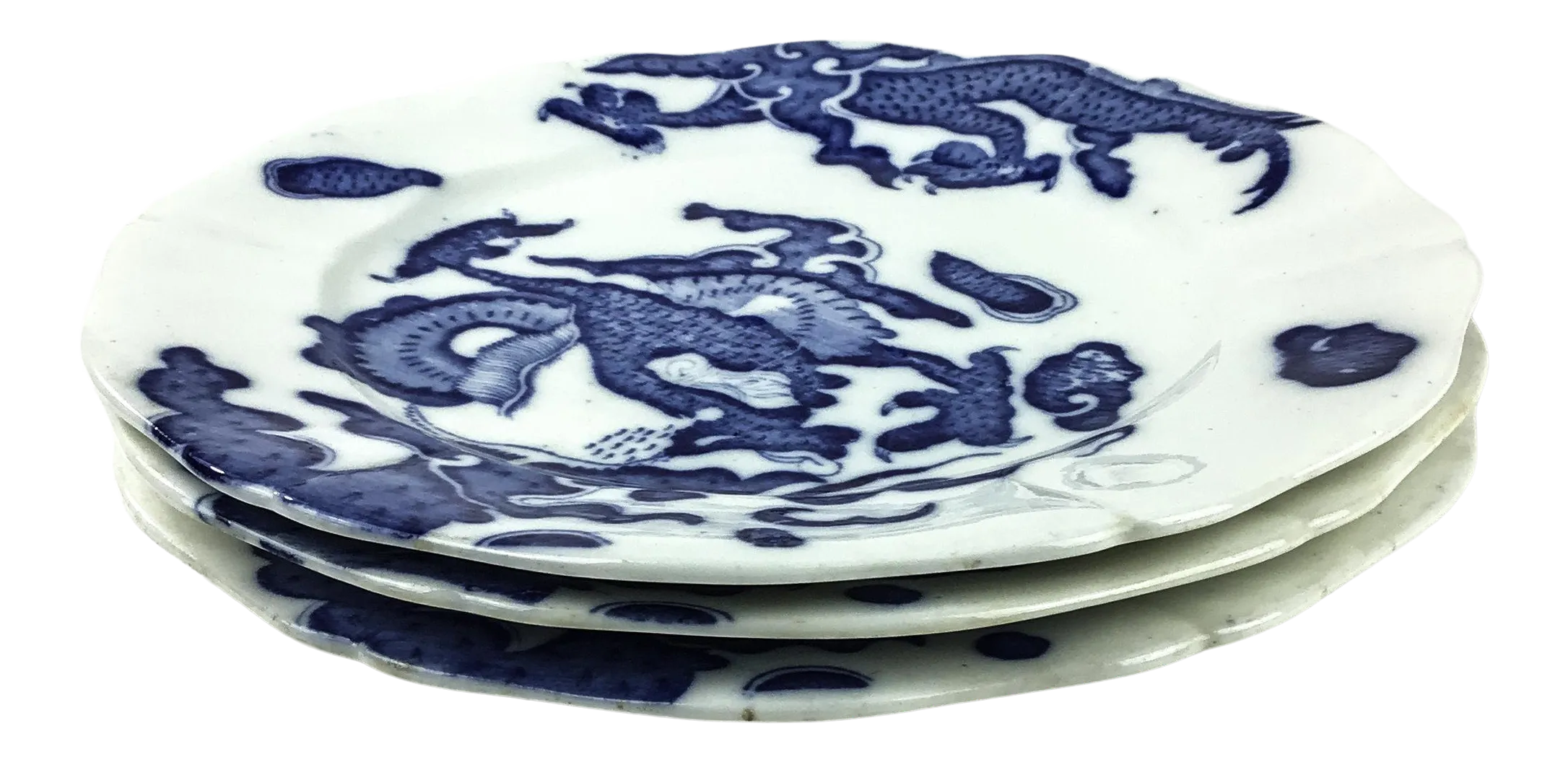 Antique Dragon Design Porcelain Plates Set of 3 Chairish