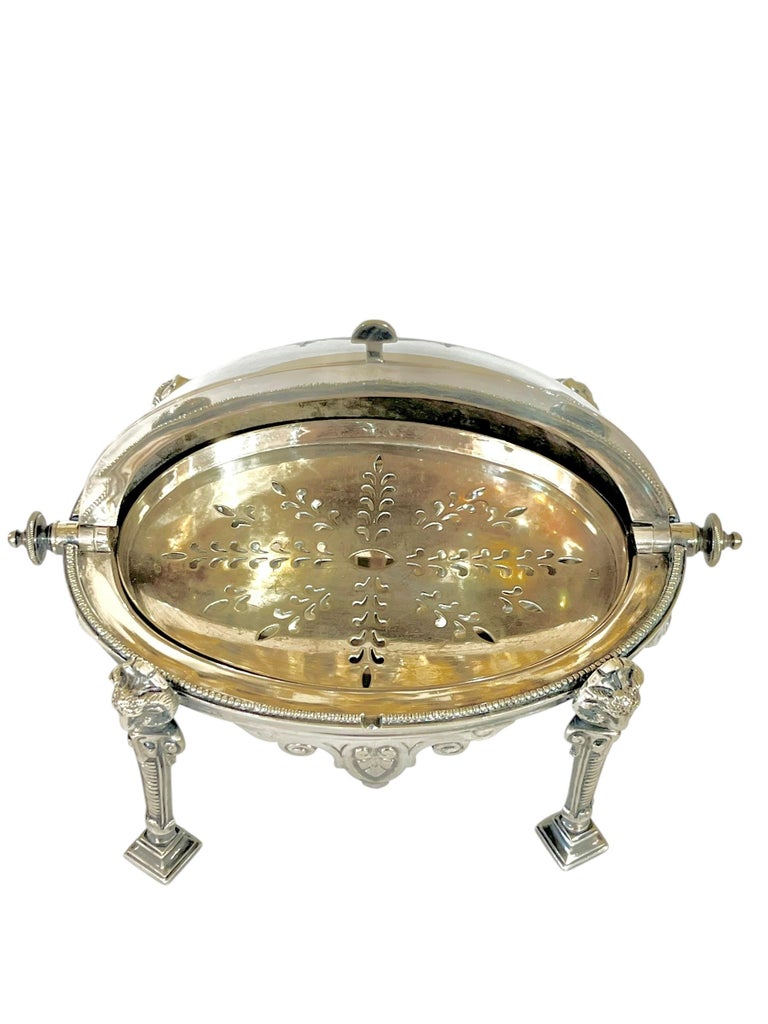 Antique Edwardian Silver Plate Revolving Dome Small Size Butter or 