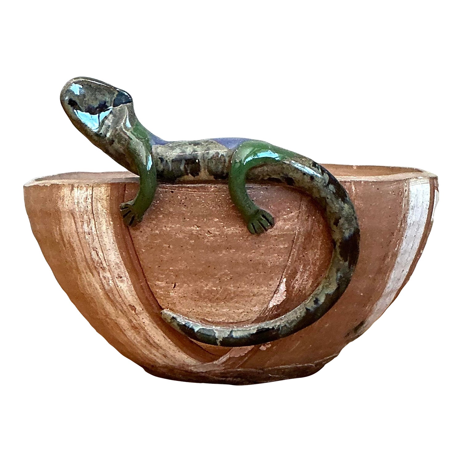 Vintage Glazed Terracotta Lizard Planter
