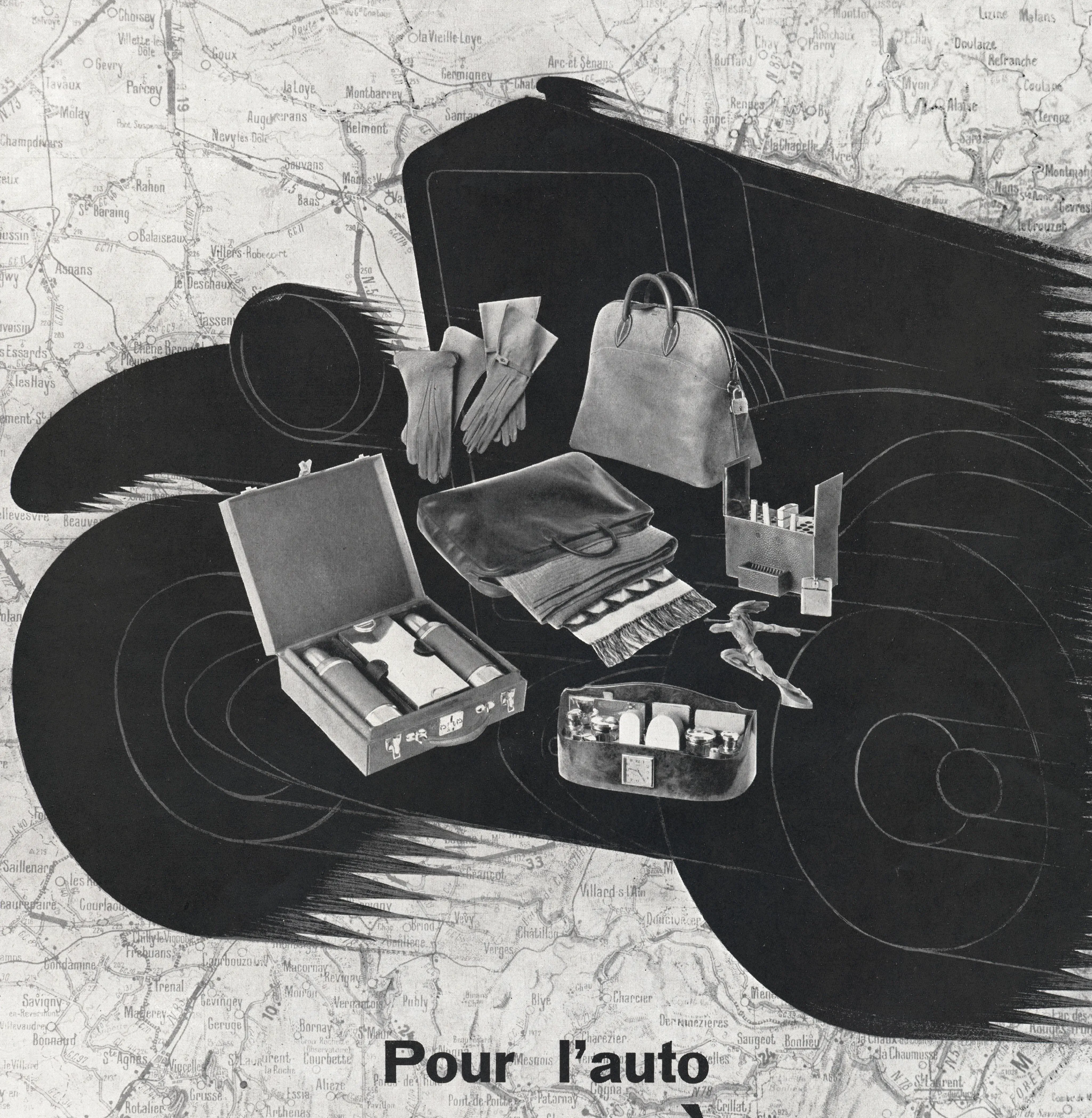 1928 Matted Art Deco French Hermes Car Travel Advertisement Print