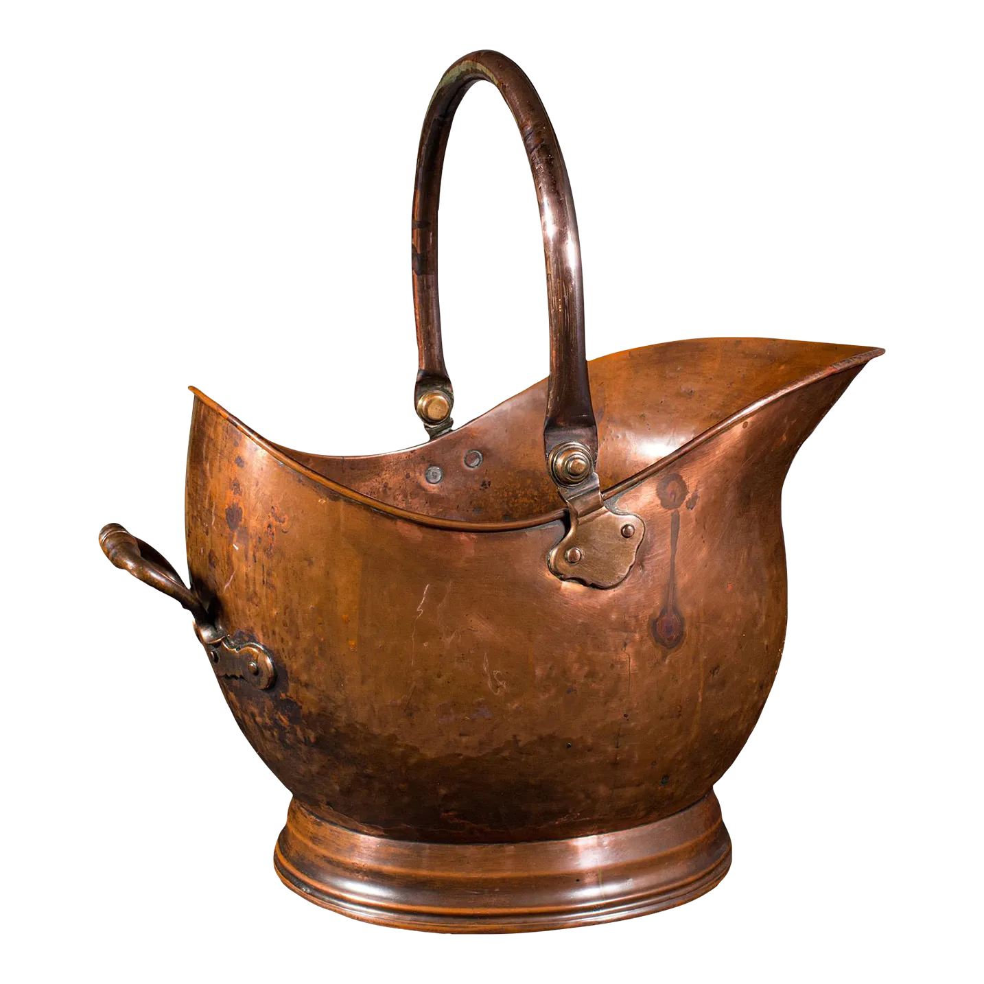 1850s Victorian Antique Helmet Scuttle, English, Copper, Coal