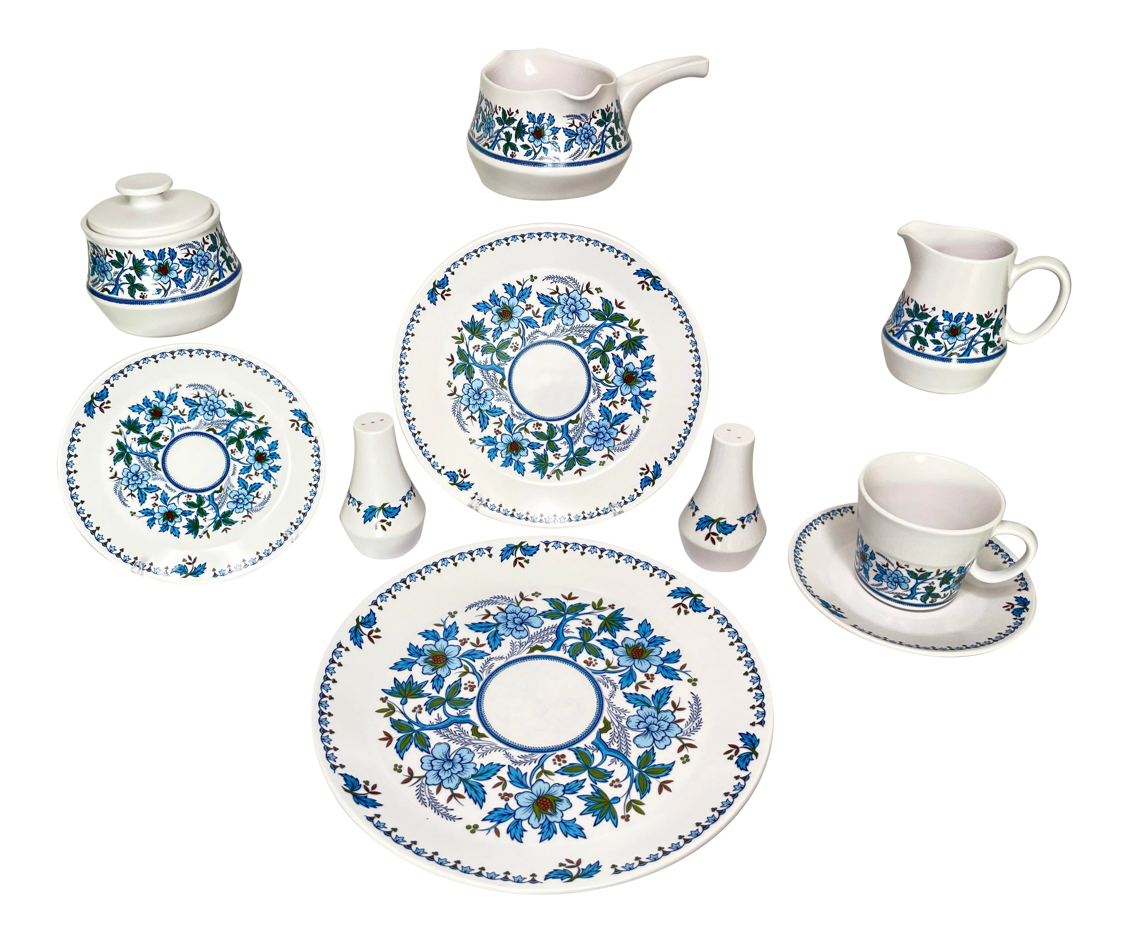 Noritake Progression Blue Moon Lot Cups, Saucers, Shakers, Creamer