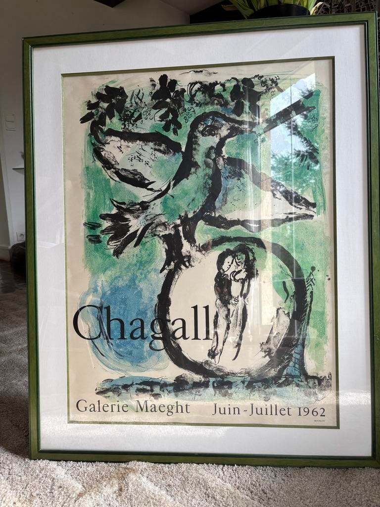 絵画 Chagall MARC CHAGALL 1962 LITHOGRAPH Marc Chagall, 1962, Original Lithograph Paper, Framed | Chairish