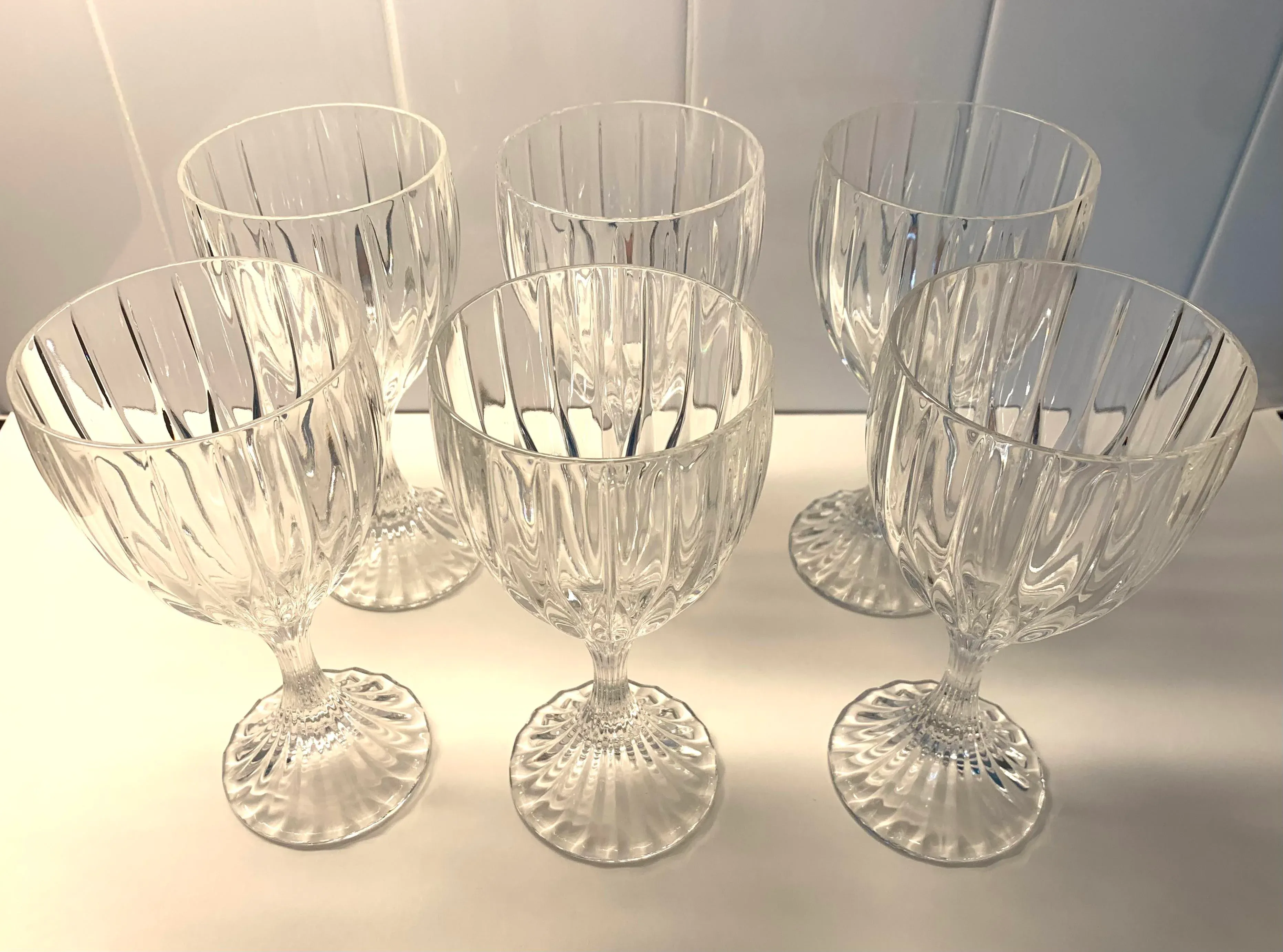 1970s Mikasa Parklane Crystal Water Goblet Blown Glasses- Set of