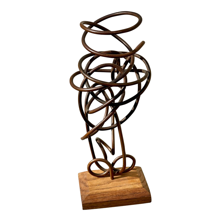 Vintage Mid Century Modernist Copper Wire Sculpture | Chairish