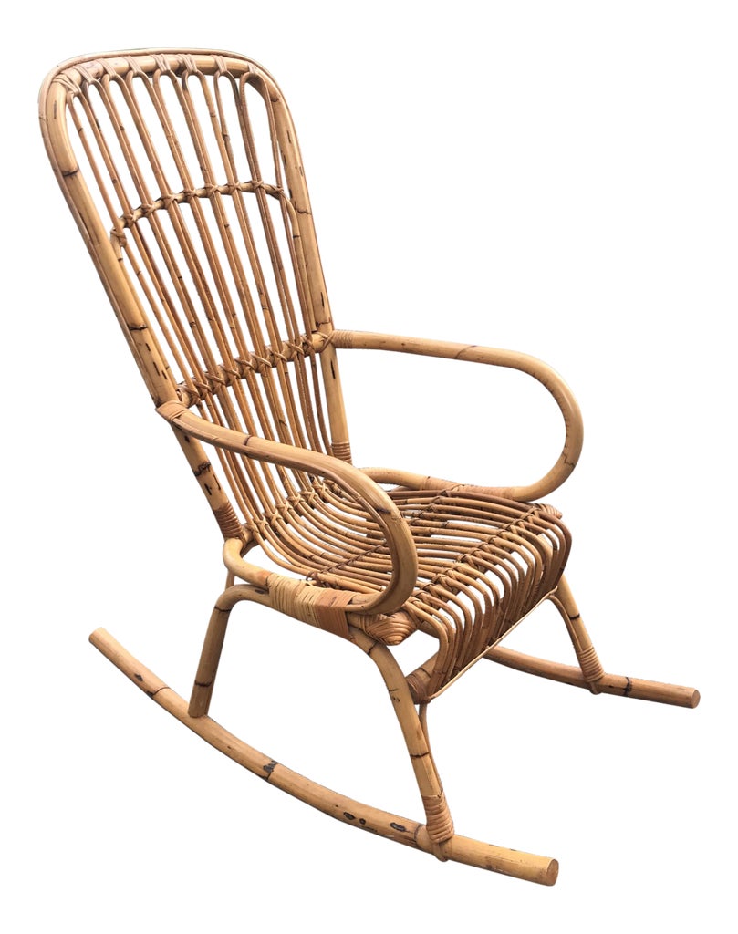 1970s Vintage Franco Albini Bamboo Rocking Chair** | Chairish
