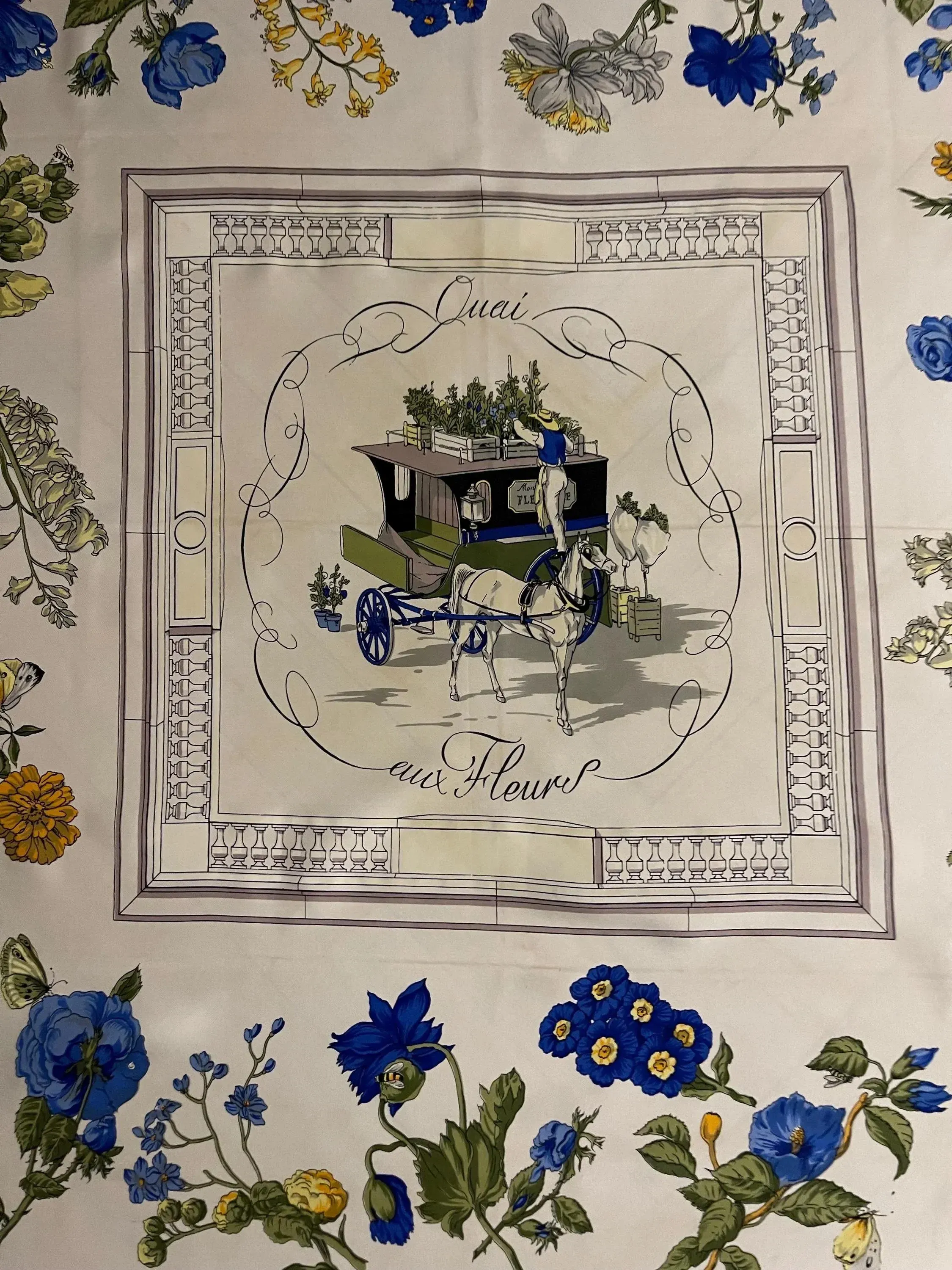 Hermès Scarf “Quai Aux Fleurs” 1952 | Chairish