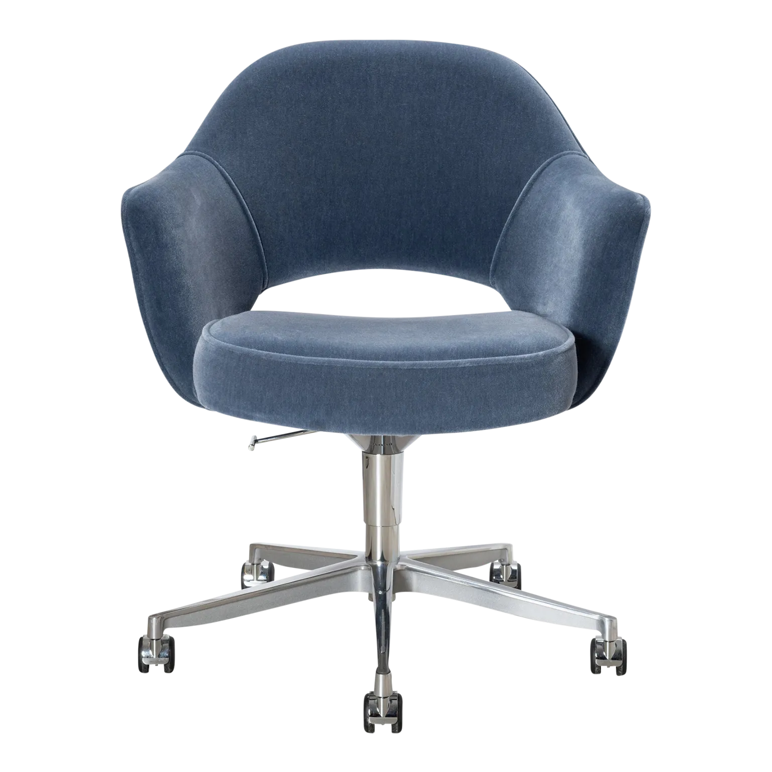 Saarinen Executive Arm Chair In Slate Blue Mohair With New Aluminum
