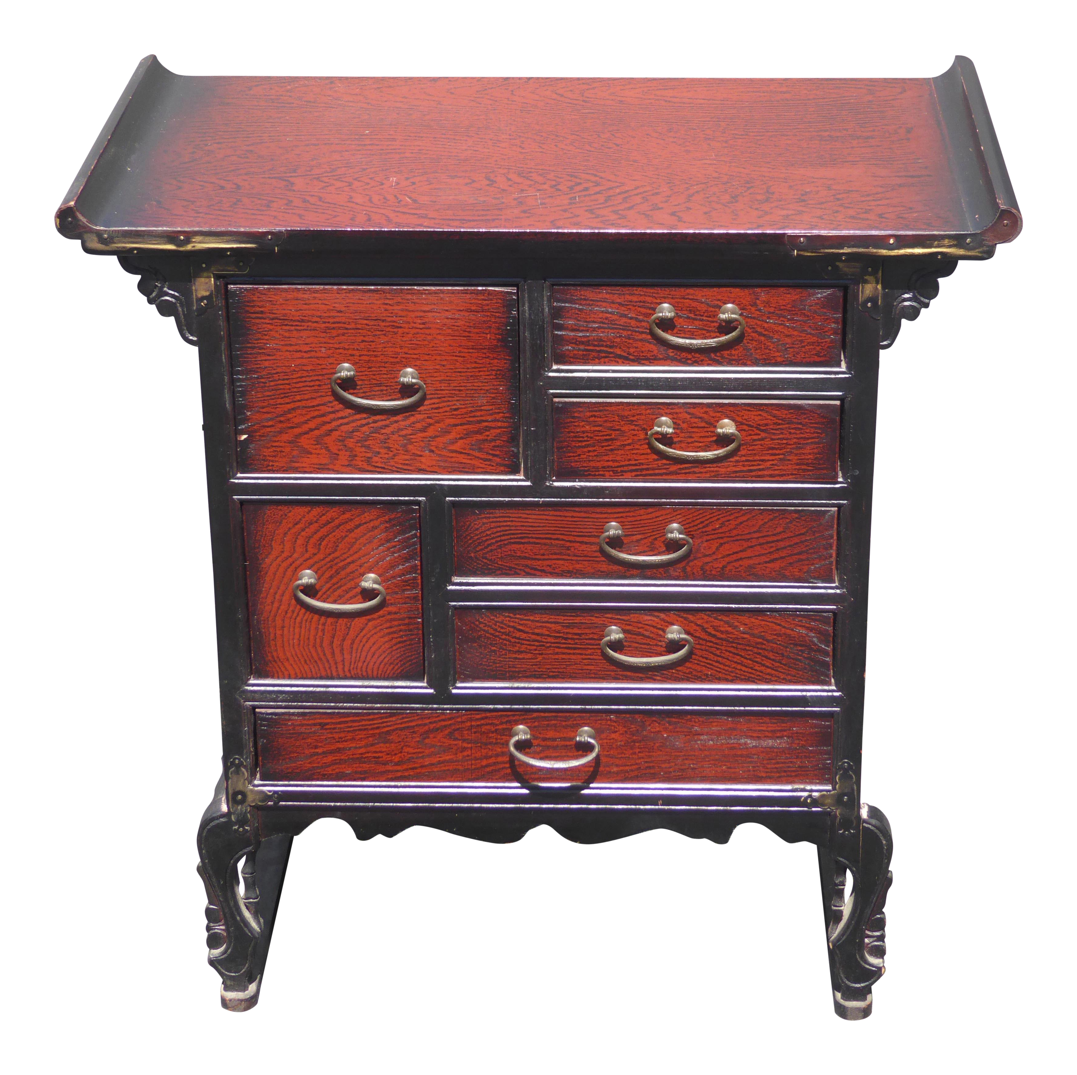 Vintage Oriental Asian Apothecary Chest Of Six Drawers Cabinet