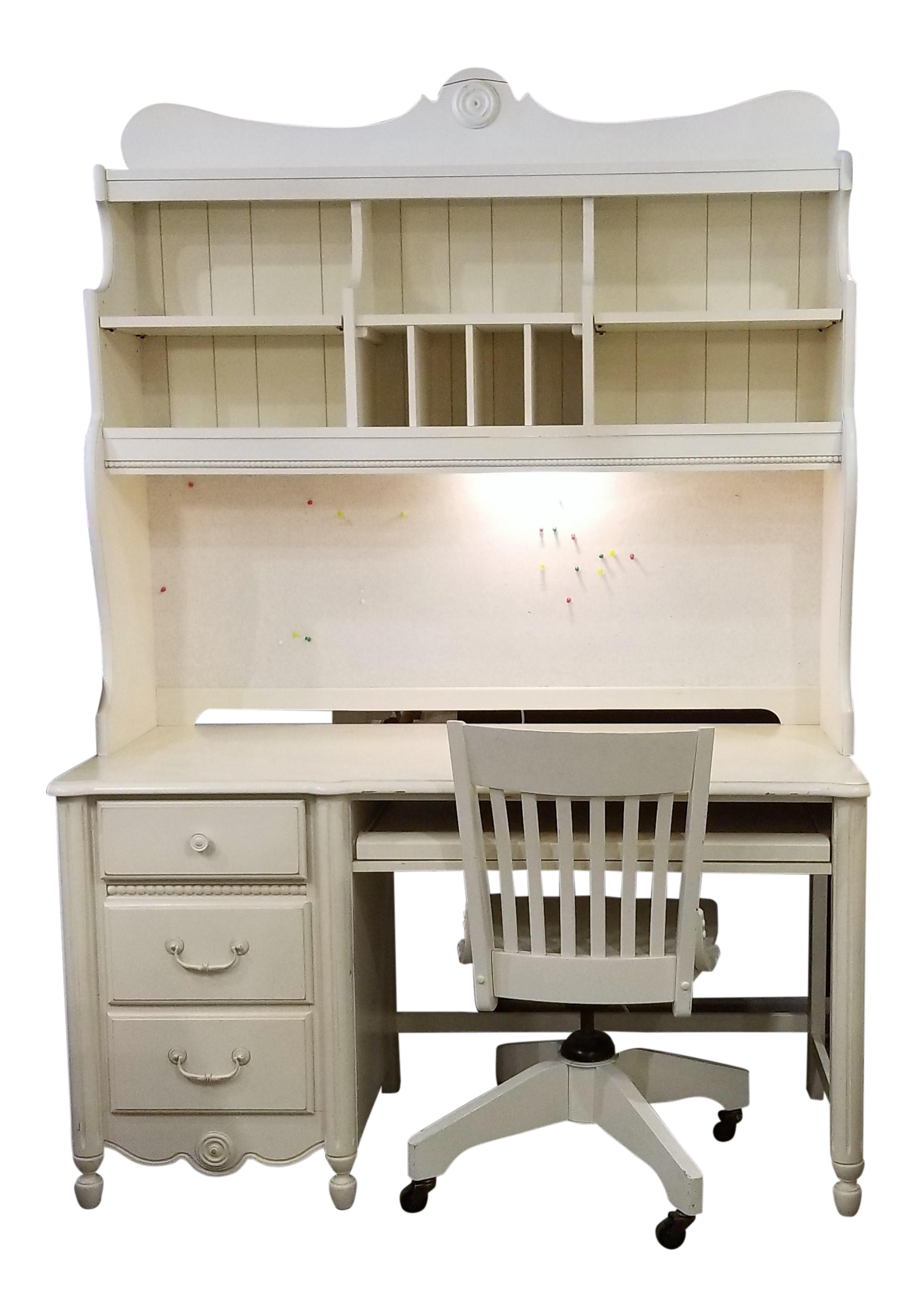 Stanley Furniture Shabby Chic White Desk With Hutch Chair Set