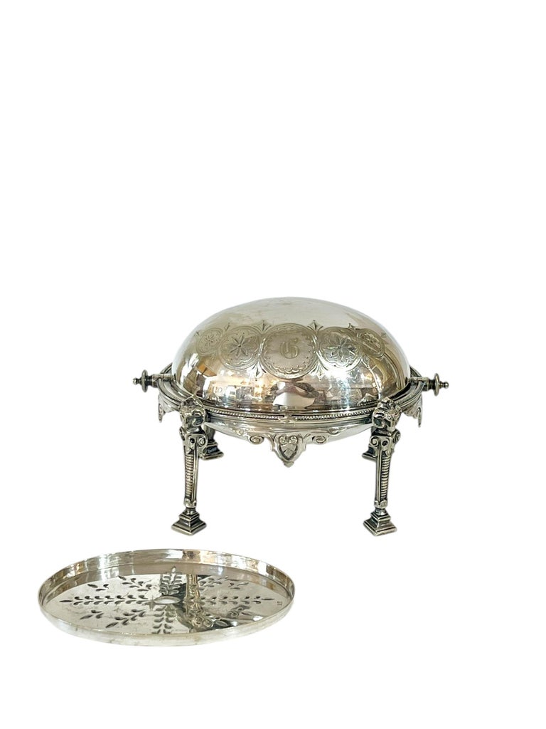 Antique Edwardian Silver Plate Revolving Dome Small Size Butter or 