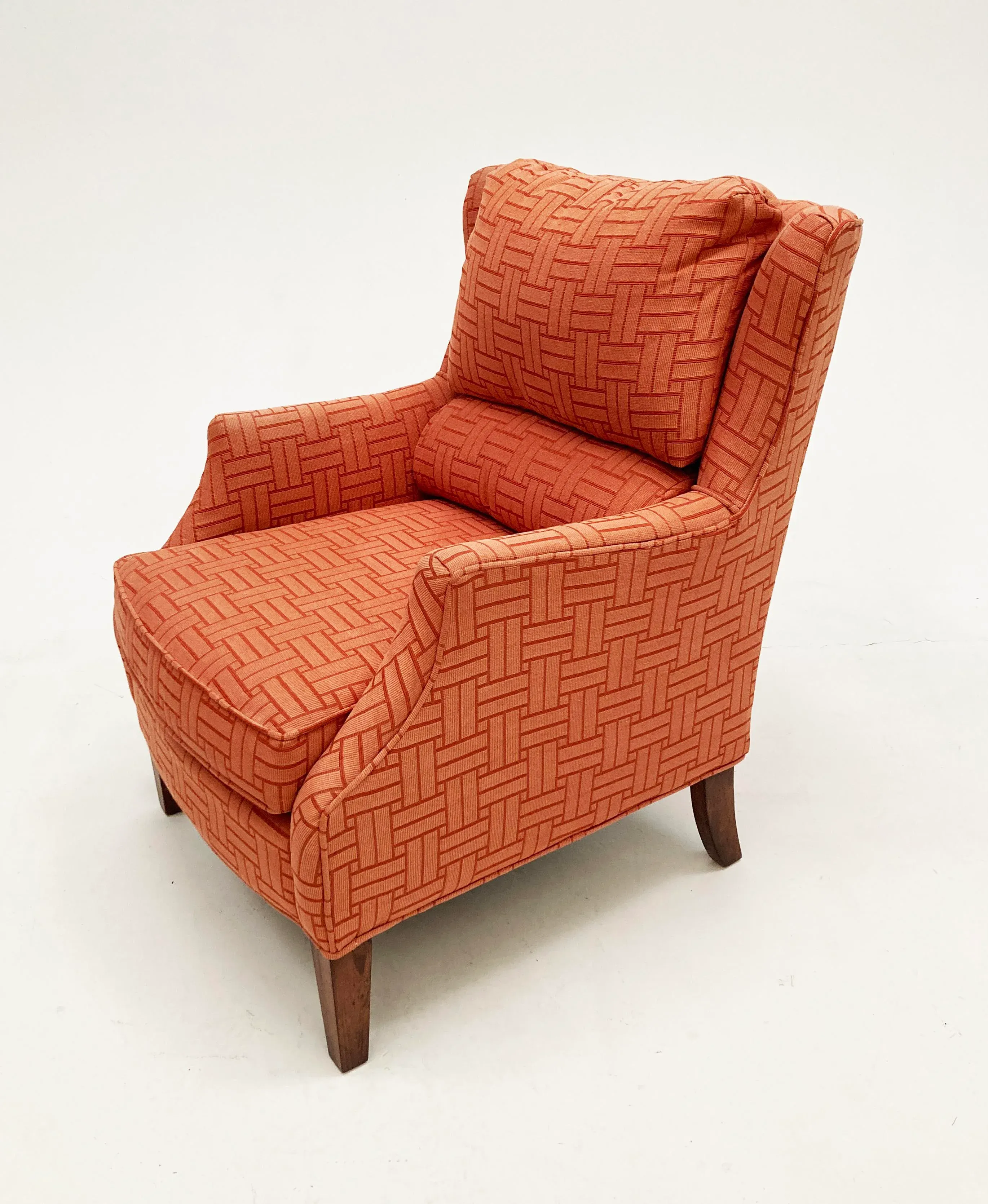 Classic Salmon Upholstered Chairs by Sam Moore- a Pair