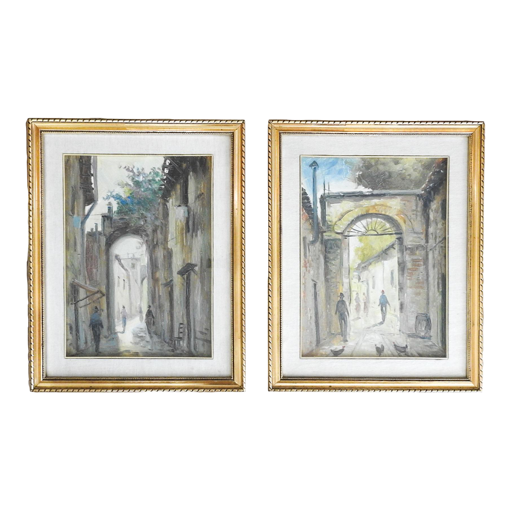 Vintage European Street Scene Paintings a Pair Chairish