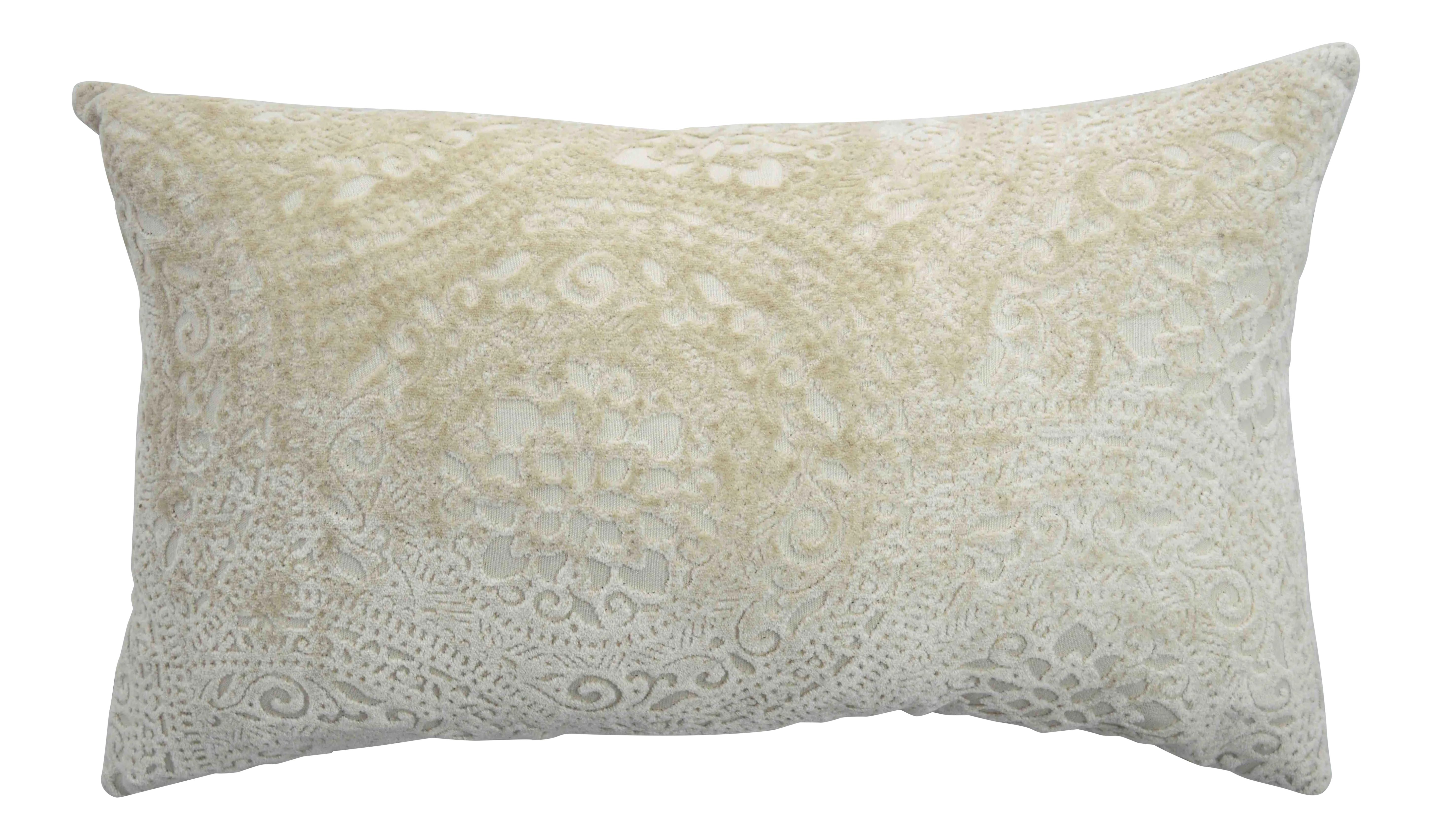 Firmamenta Italian Cream Lace Linen Velvet Lumbar Pillow Chairish