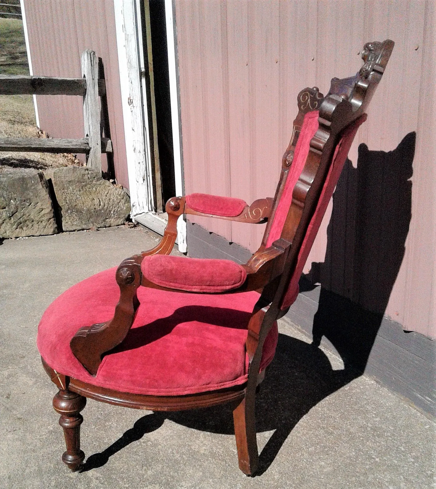 Antique Victorian John Jelliff Hand Carved Ladies Bust Walnut Parlor  Armchair