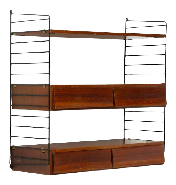 Mid 20th Century Italian Mid Century Modern Wall Mounted Shelving Unit Chairish