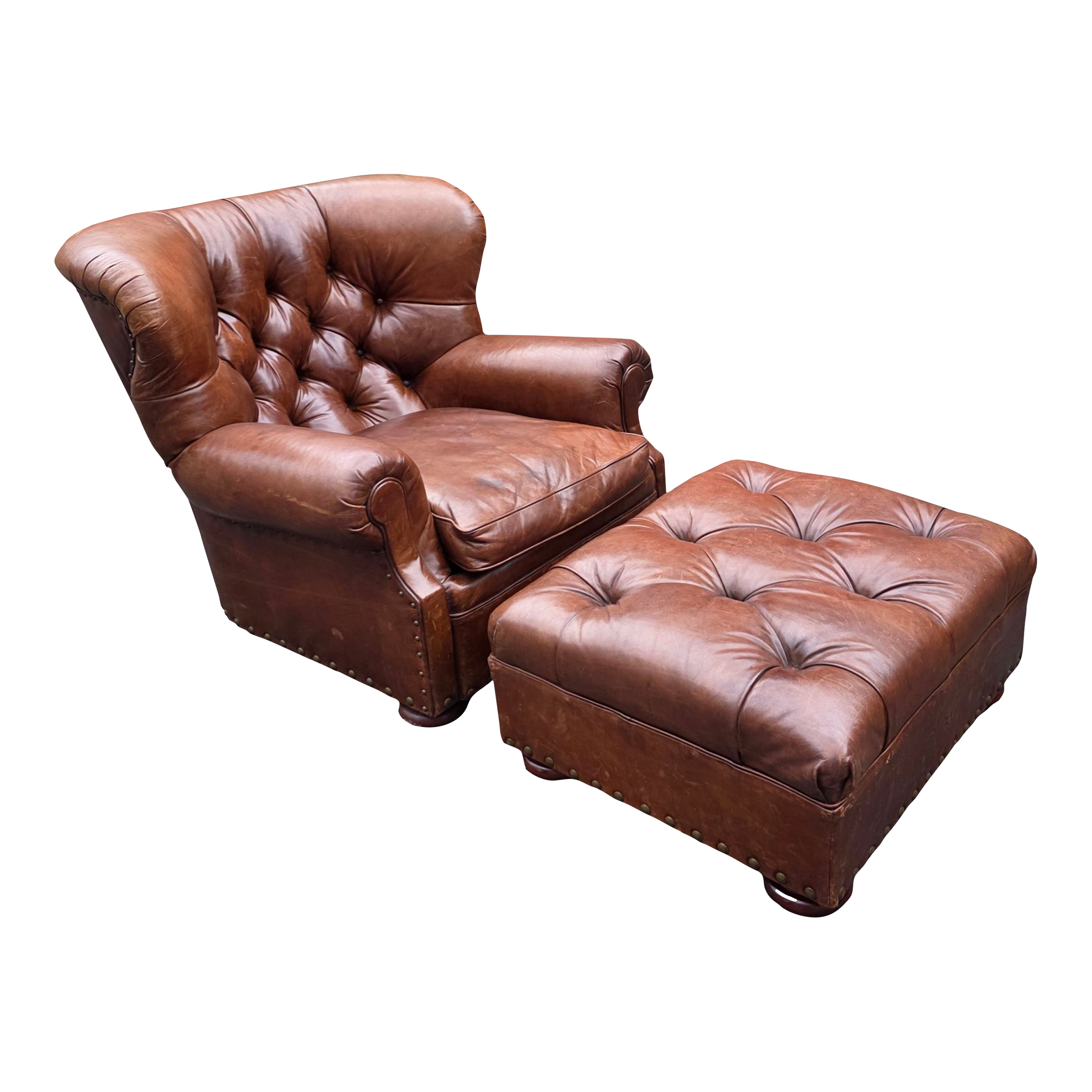 Faux Leather Wide Club Chair Leather Chair And Ottoman Set Mid