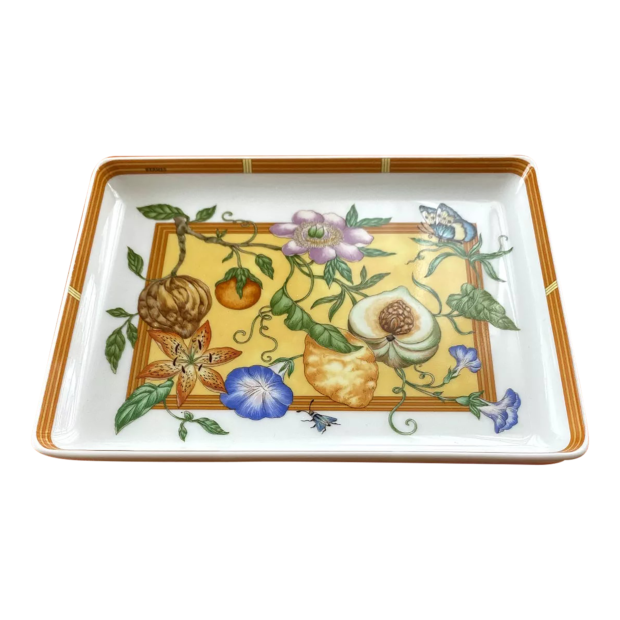 Hermes Tray La Siesta Island Plate Tableware Dish Yellow Floral