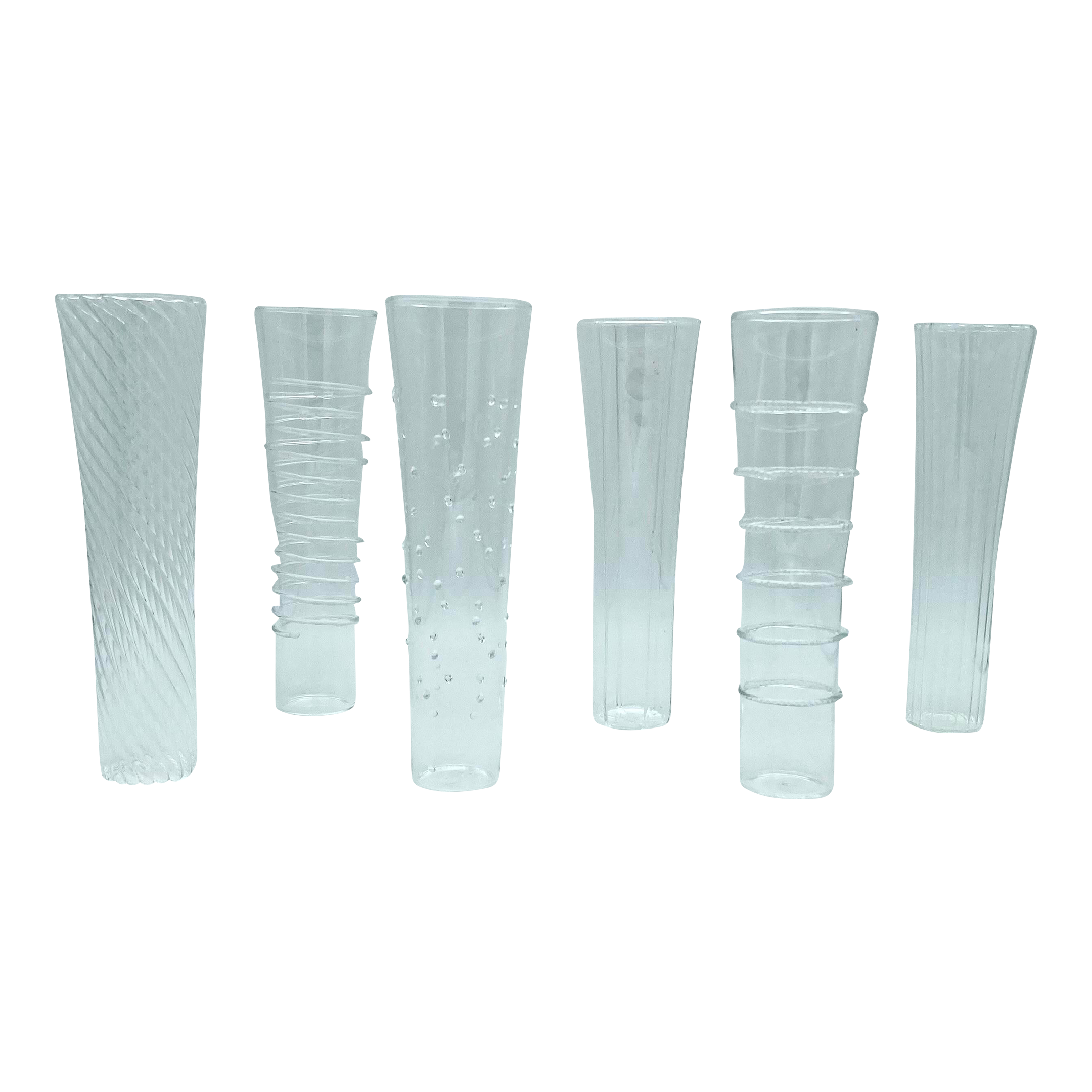 Early 21st Century Mouth Blown Clear Glass Flutes Set of 6 Chairish