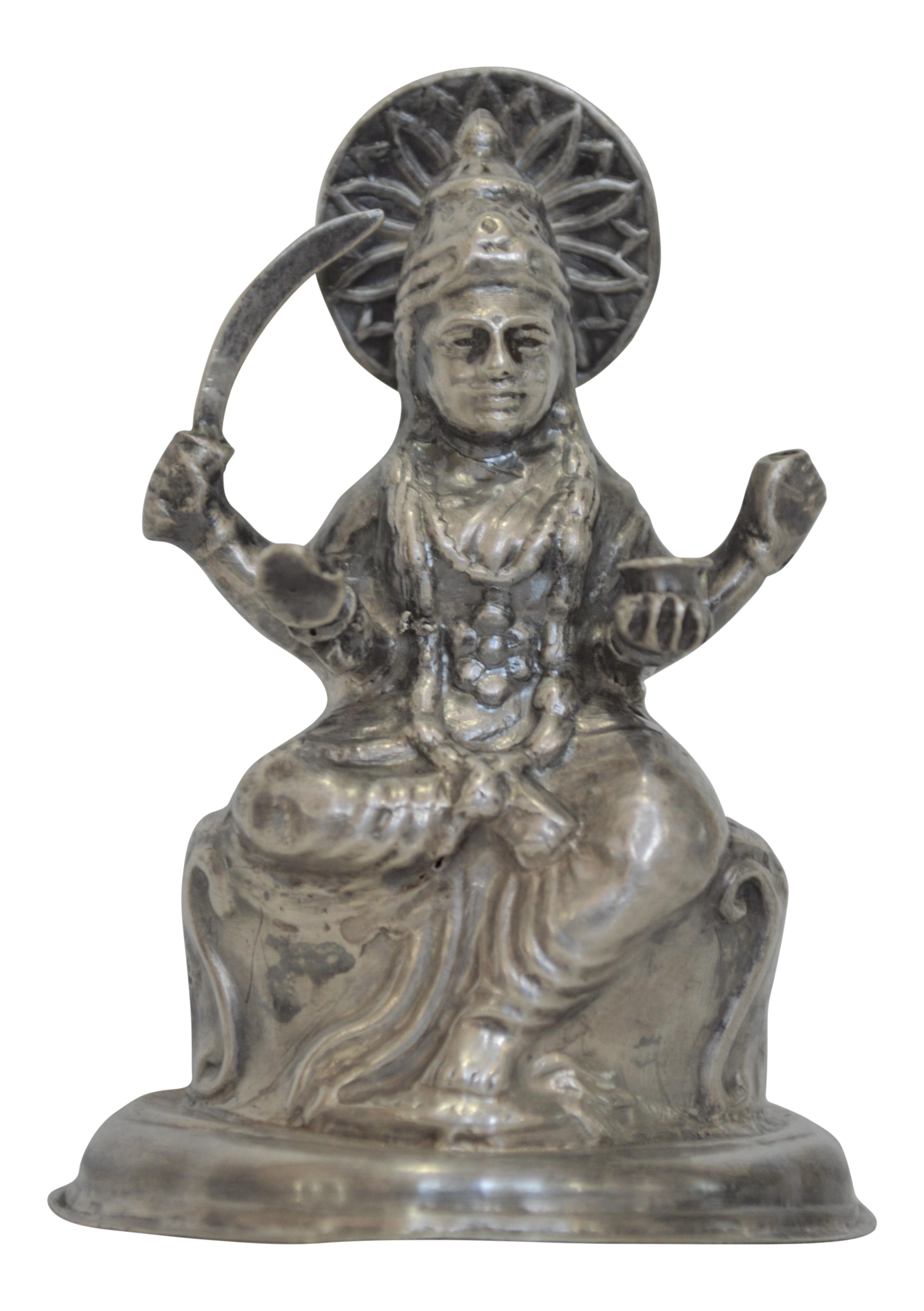 Vintage Pure Silver Lakshmi Hindu Goddess Statue Chairish