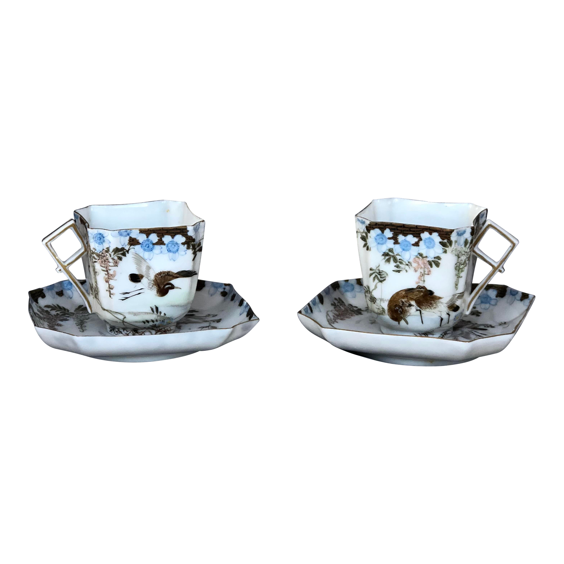 Antique Japanese Porcelain Tea Cup and Saucer Set of 2 Chairish