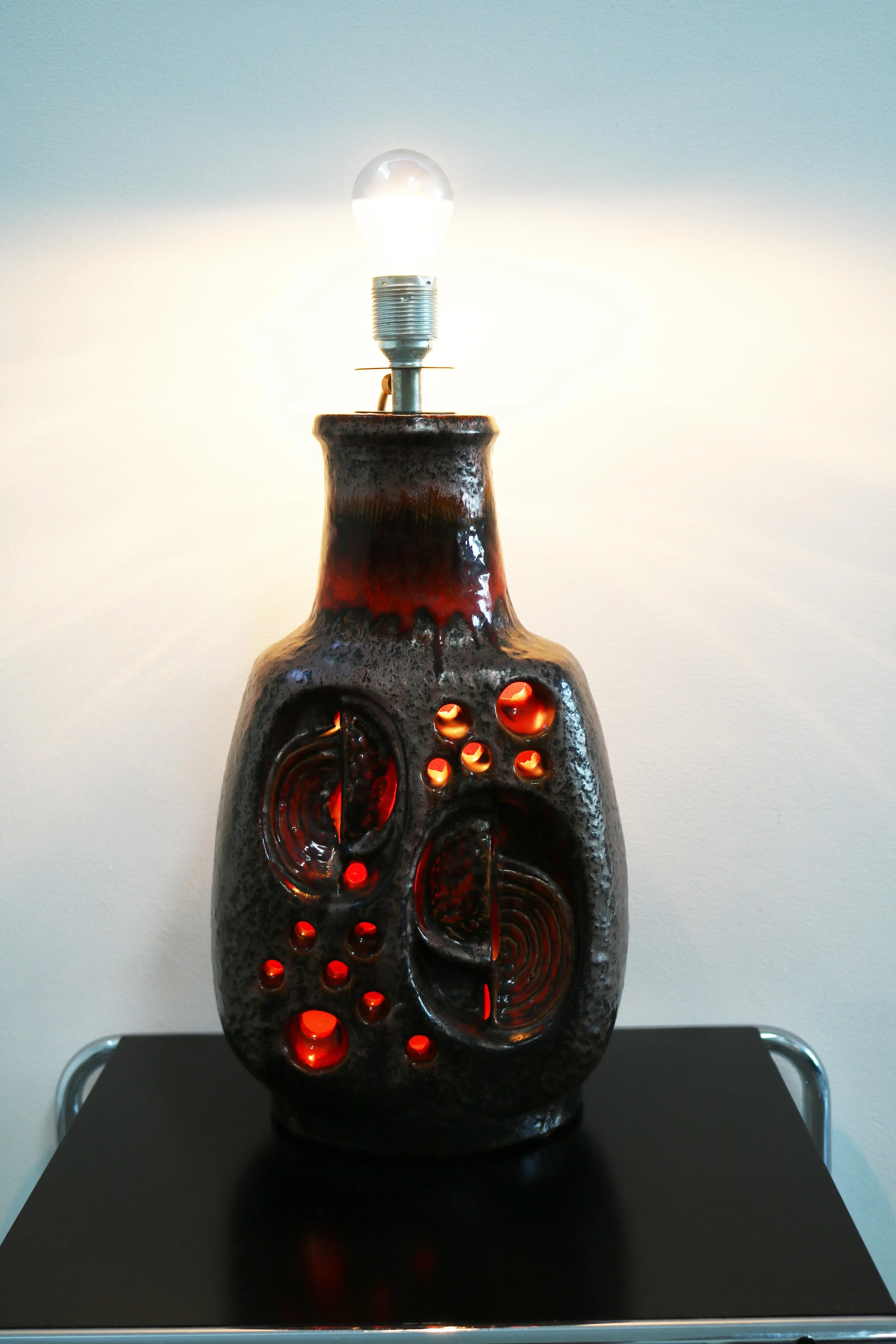 Fat Lava Ceramic Floor or Table Lamp, 1960s, image size:4000x6000