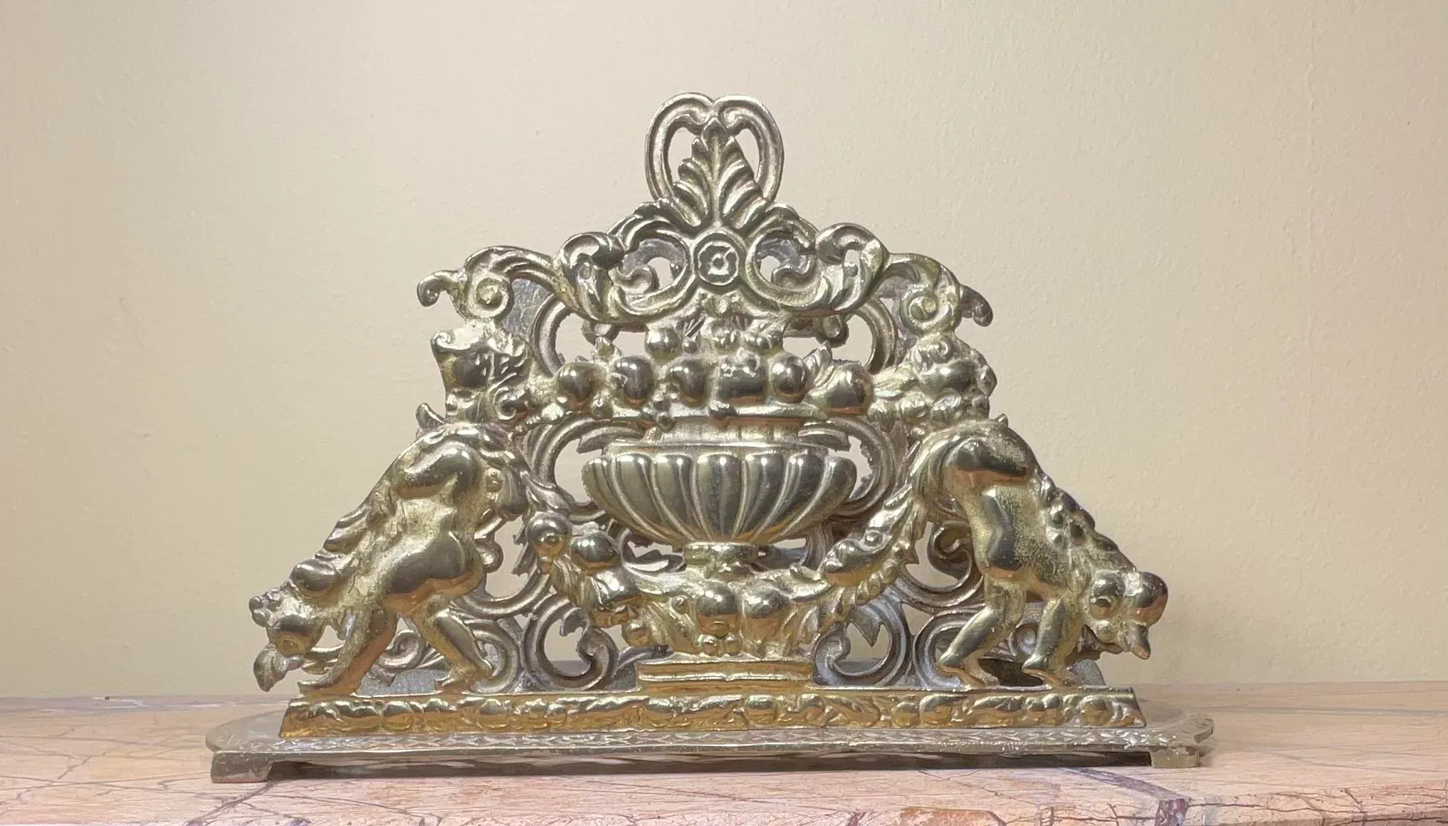 Vintage Solid Brass Napkins Holder