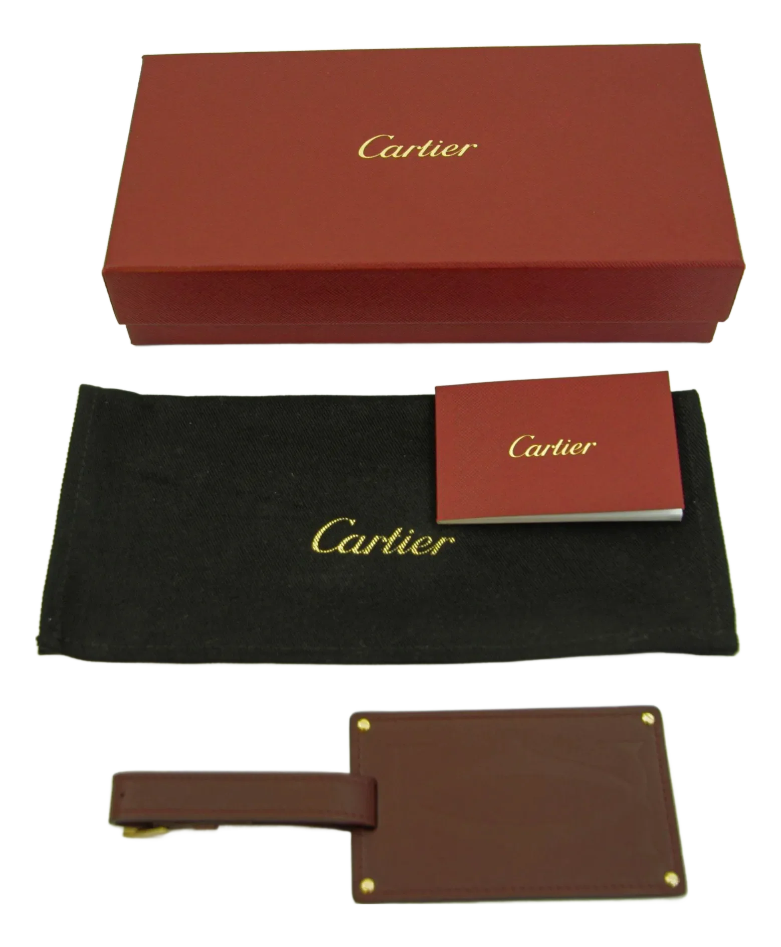 Cartier Paris Burgundy Calfskin Leather Luggage Tag