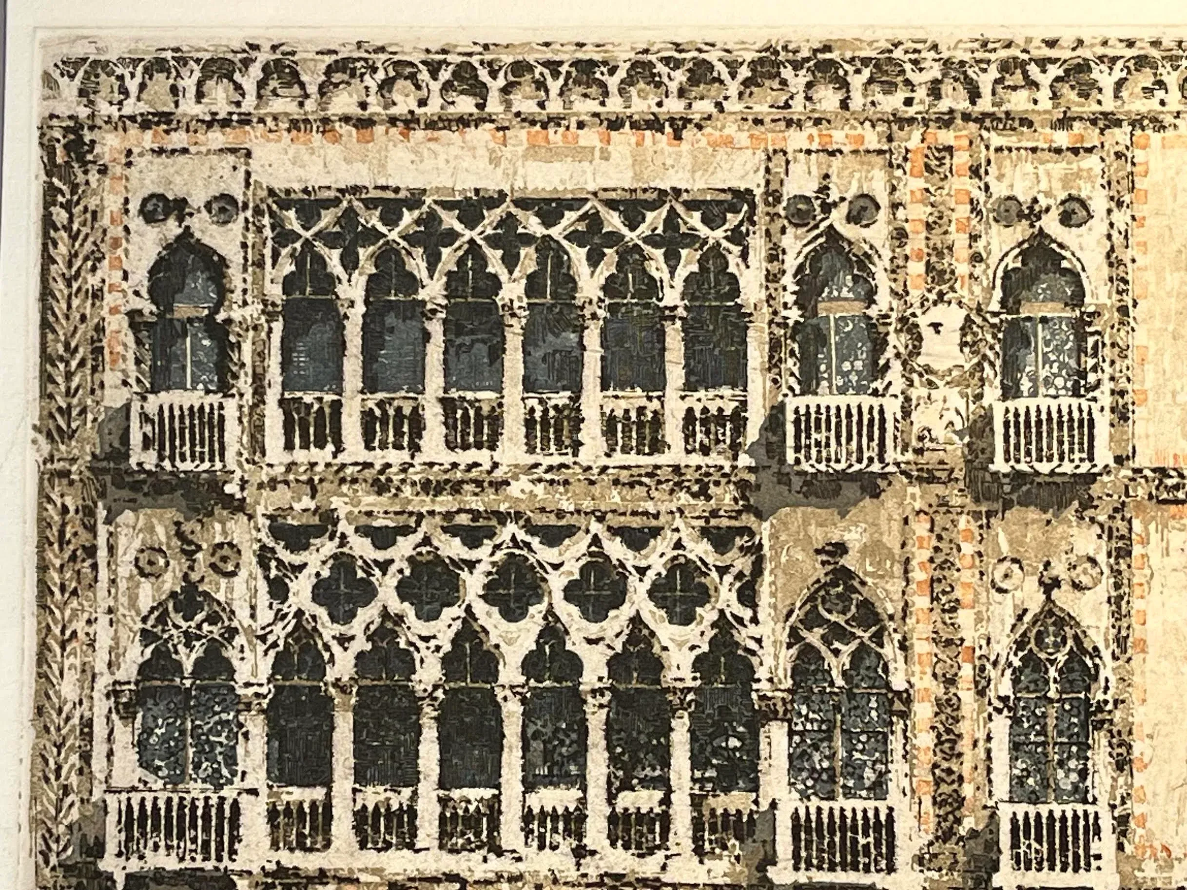 イタリア製 ゴルフ アート ART 2点 蚤の市 ヴィンテージ Italy Vintage Color Etching Venice Italy Gondolas by Franz Xavier