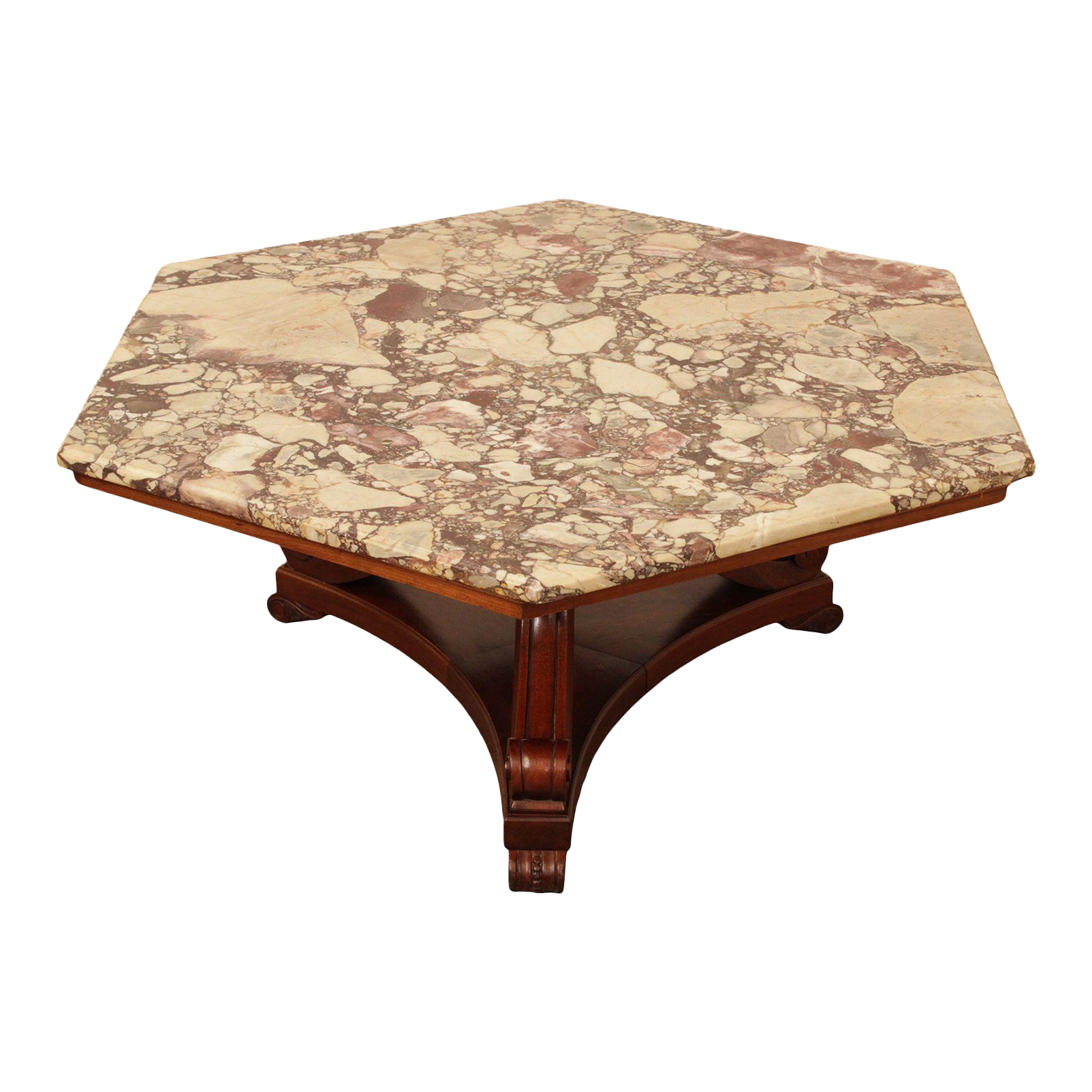 Vintage Empire Revival Mahogany Hexagon Marble Top Coffee Table Chairish