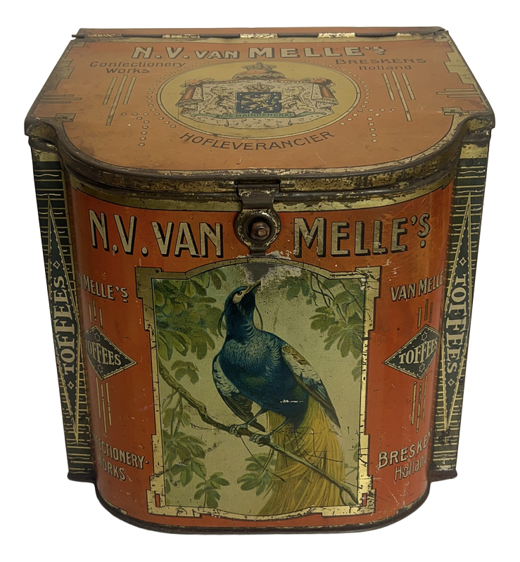 Antique Tin Biscuit from Van Melle, the Netherlands, 1920s