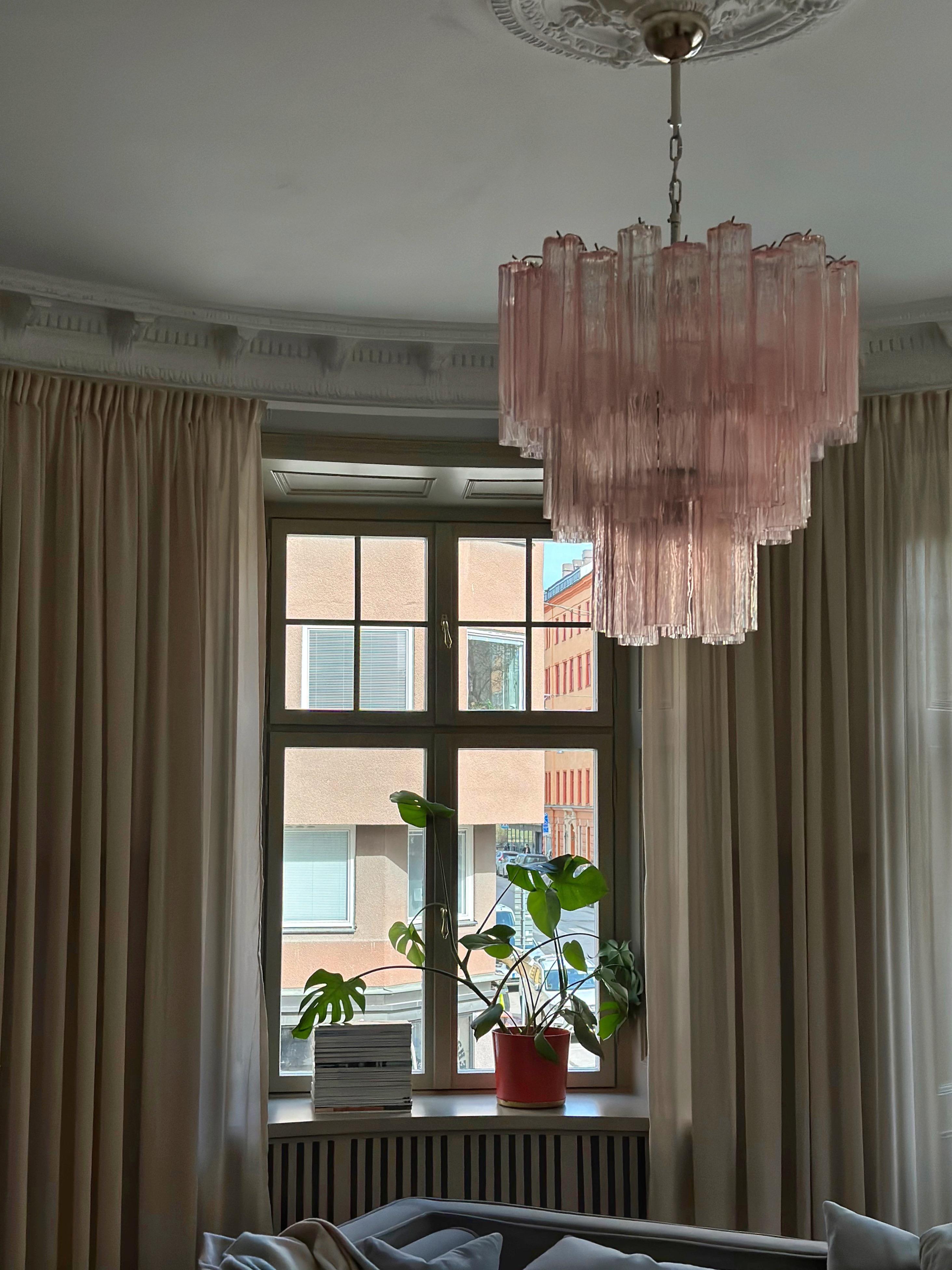Pink Murano Glass Tronchi Chandelier