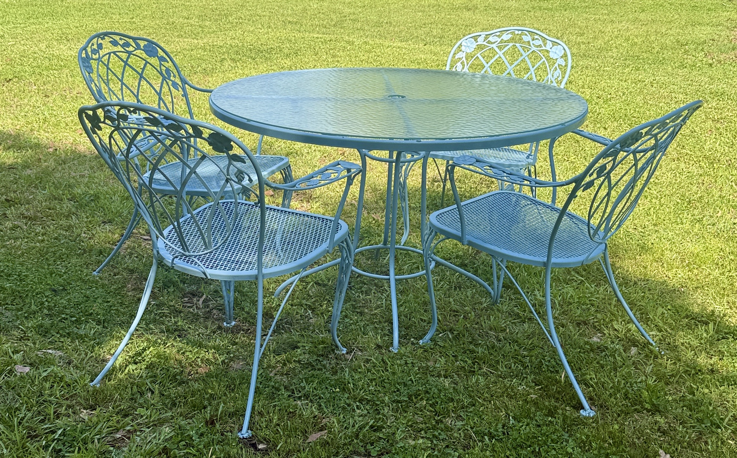 Wrought Iron Patio Colorful Outdoor Dining Table Woodard Wrought