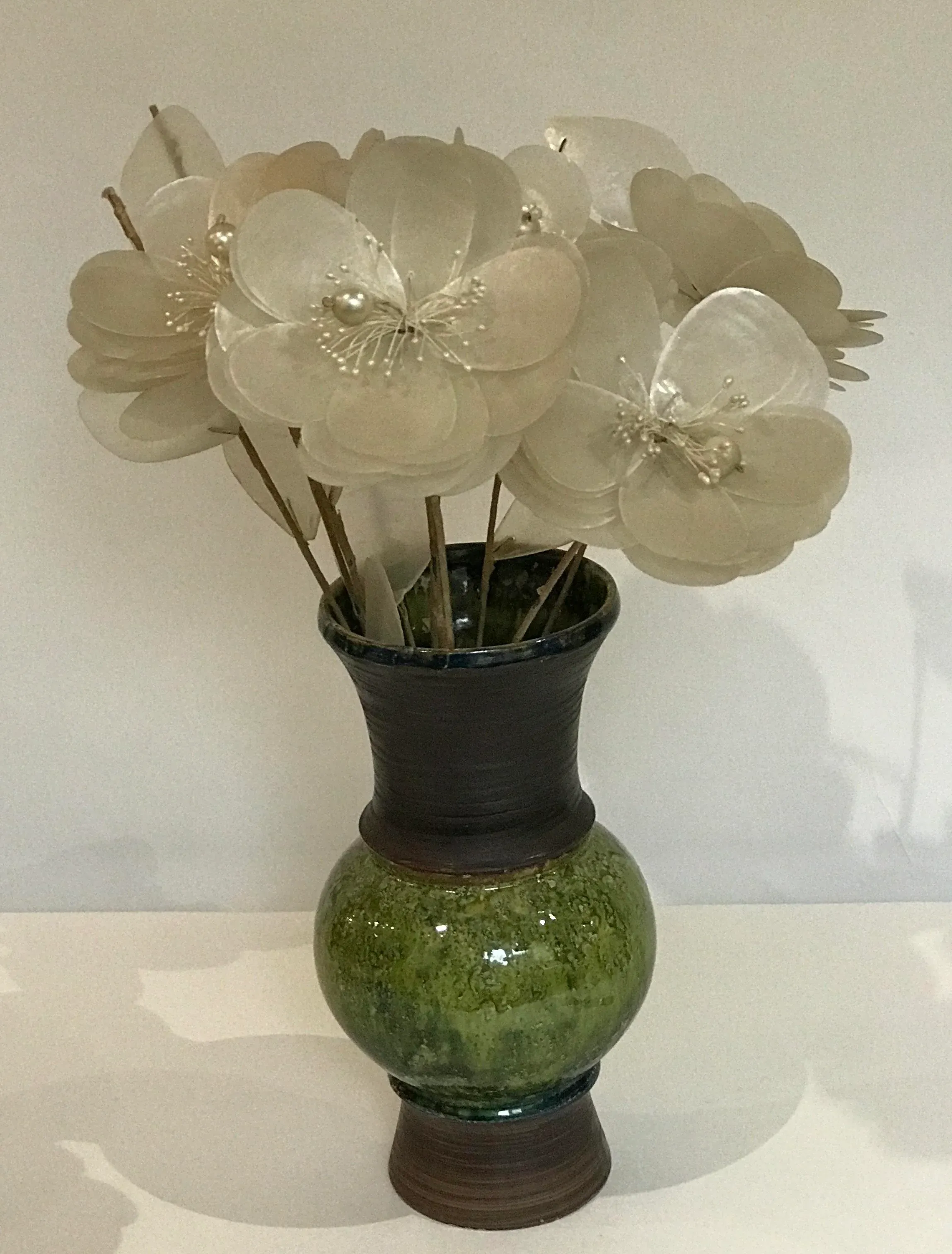Mid Century Raymor Italy Green Drip Glaze Majolica Vase