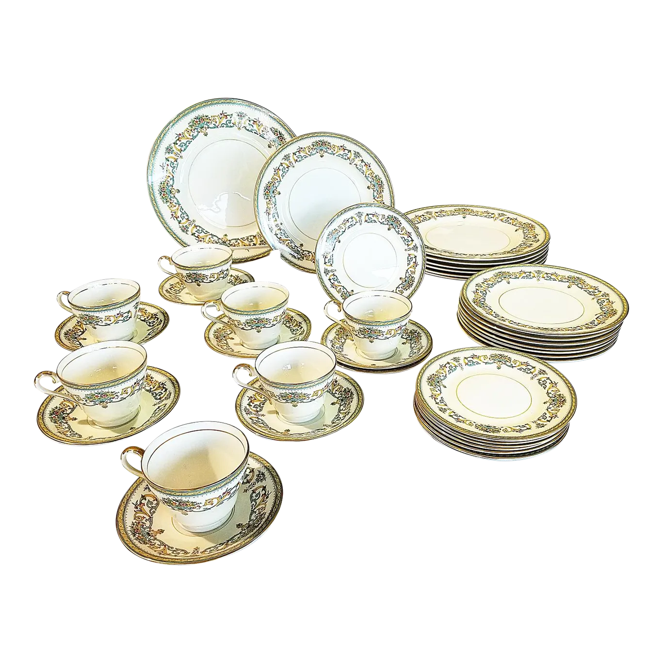 1970s English Aynsley Dinner Service Set, Henley Pattern, 38