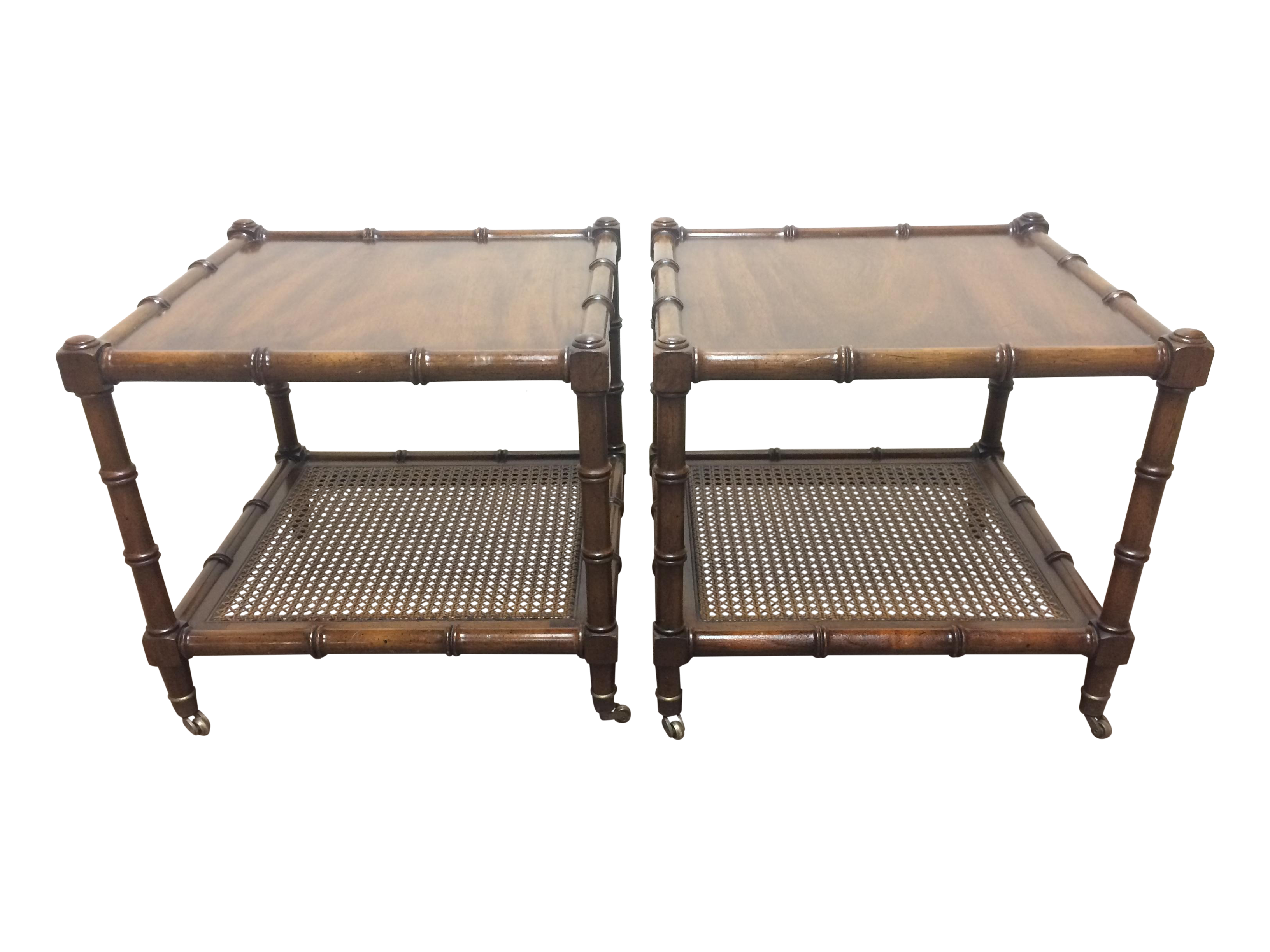 Vintage Faux Bamboo & Cane Side Tables A Pair Chairish
