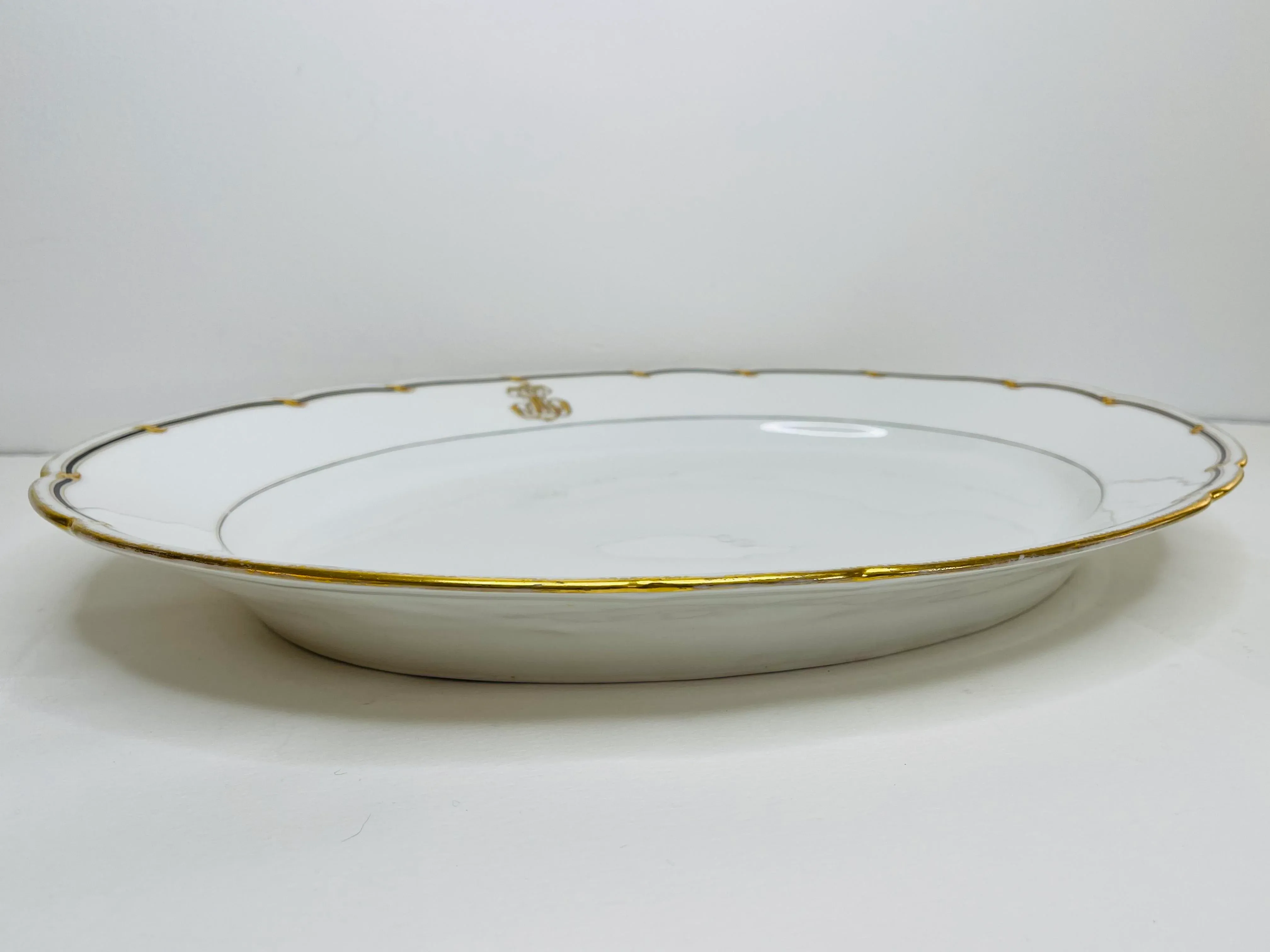 Victorian 1880s Rihouet Lerosey Monogrammed French Meat Serving