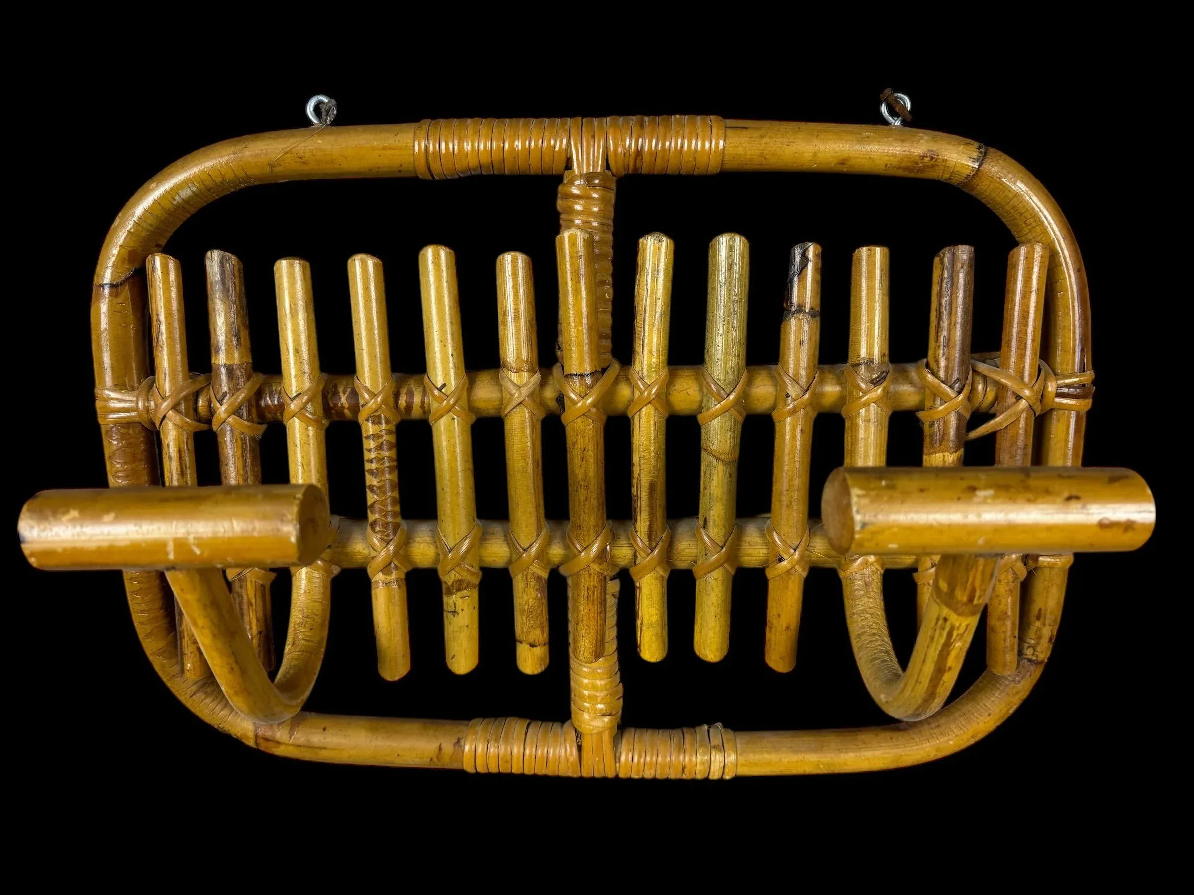 Rattan Coat Rack in the style of Olaf Von Bohr, Italy, 1960s