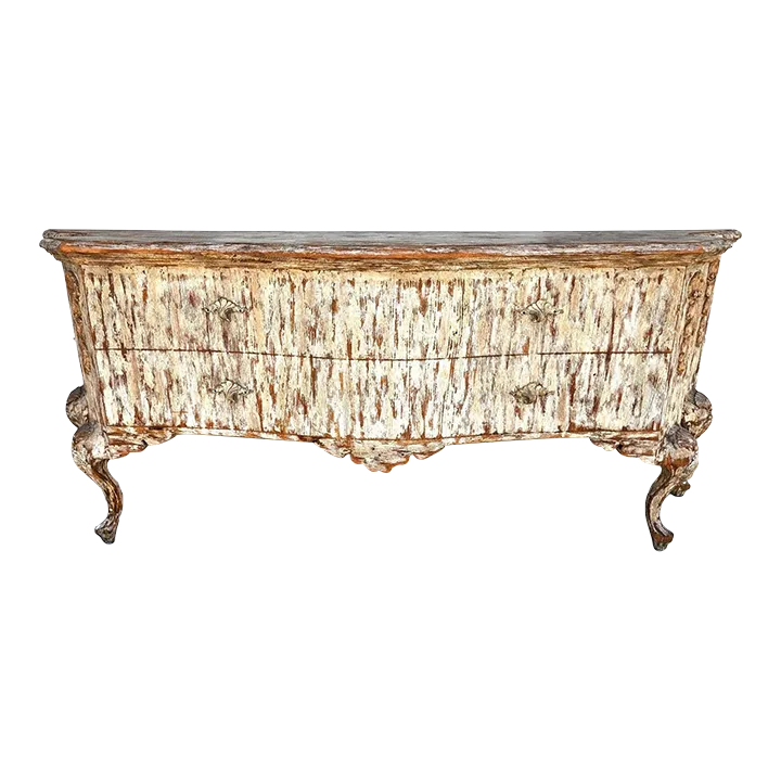 Painted Coastal Distressed Rustic Console Buffet Table