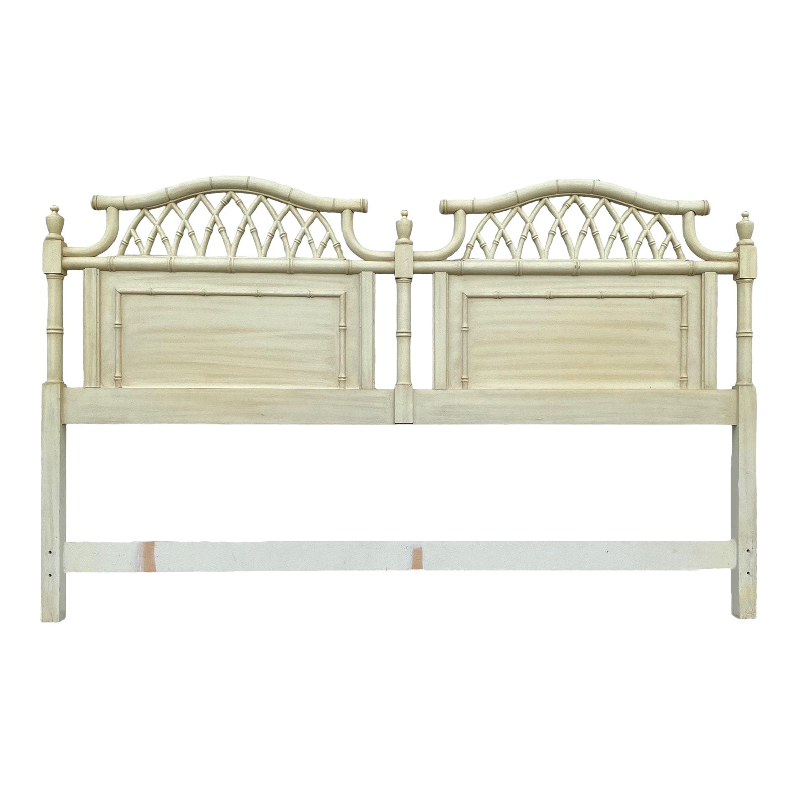 Vintage King Creamy White Faux Bamboo Fretwork Headboard by Thomasville