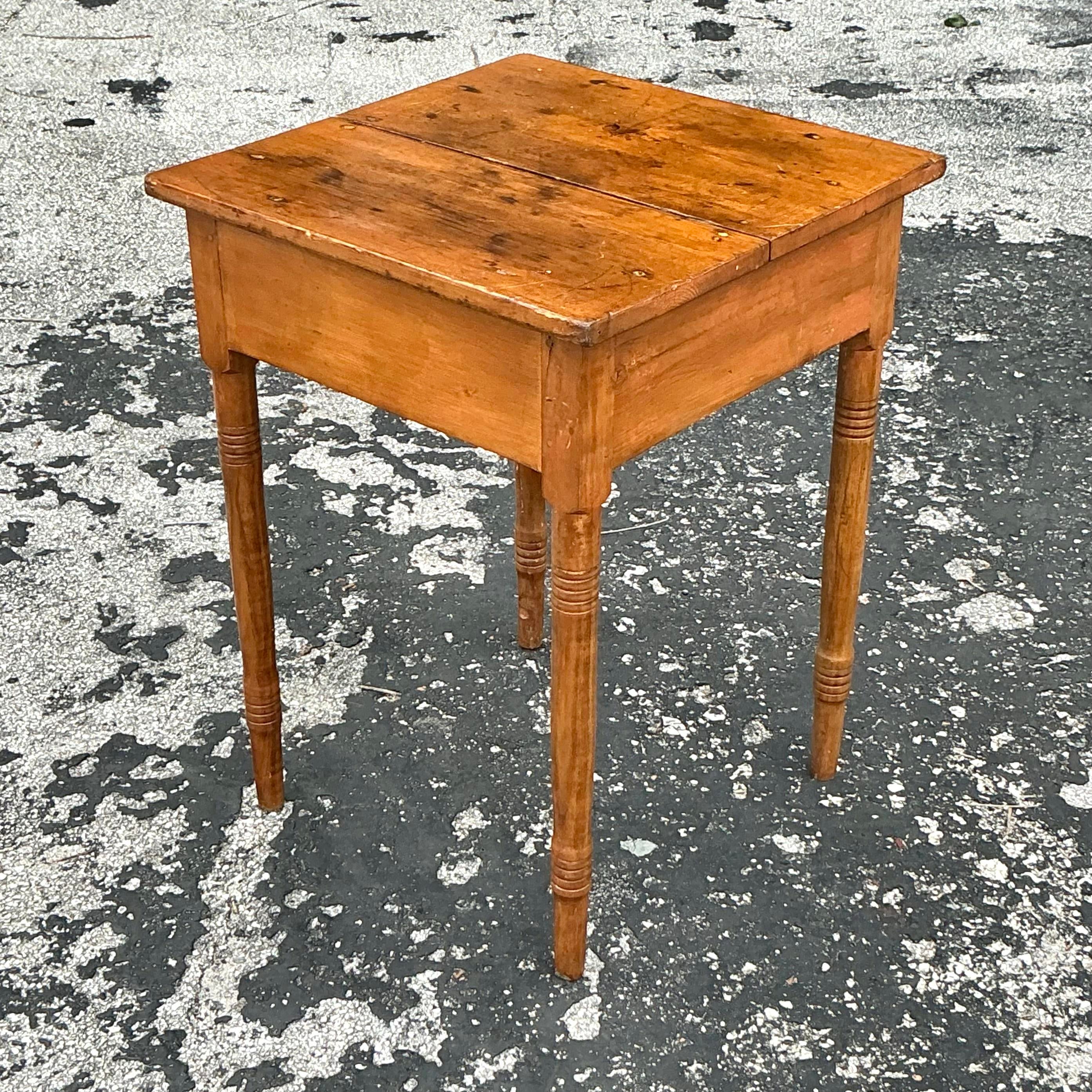 Vintage Primitive Side Table | Chairish