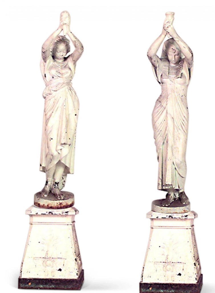 Outdoor Iron Nubian Women Statuaries - A Pair