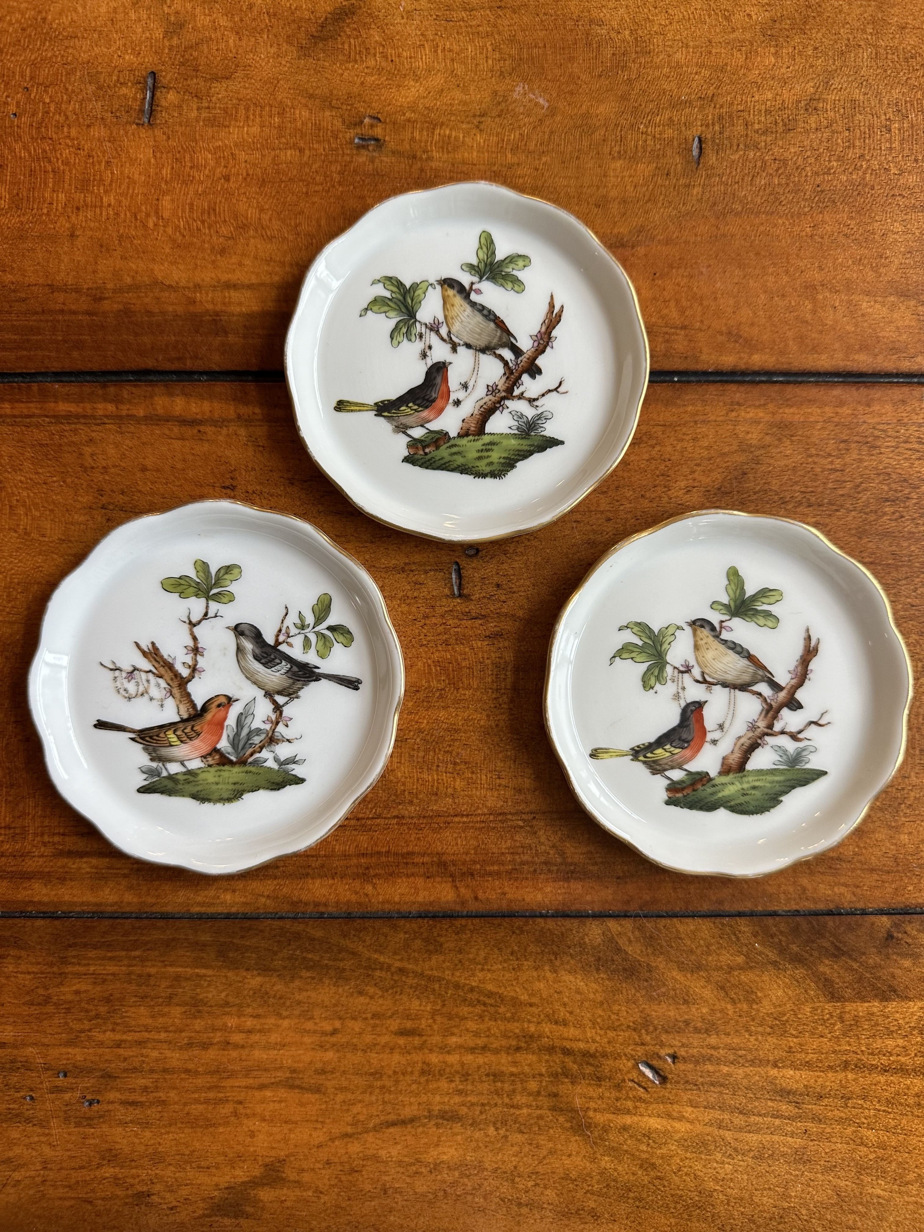 Late 20th Century Herend Rothschild Bird Pattern Coasters