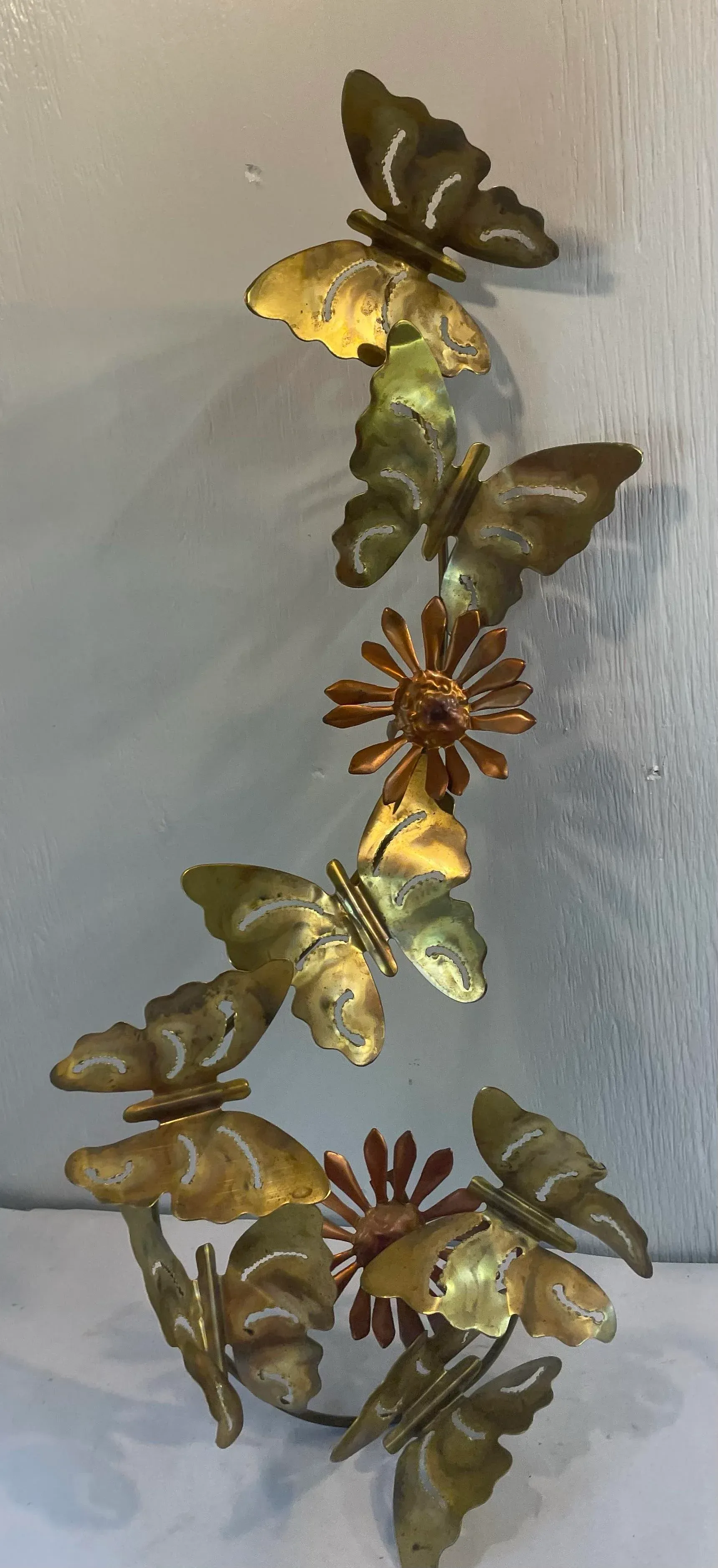 Vintage Jere Style Metal Brutalist Butterfly Wall Art