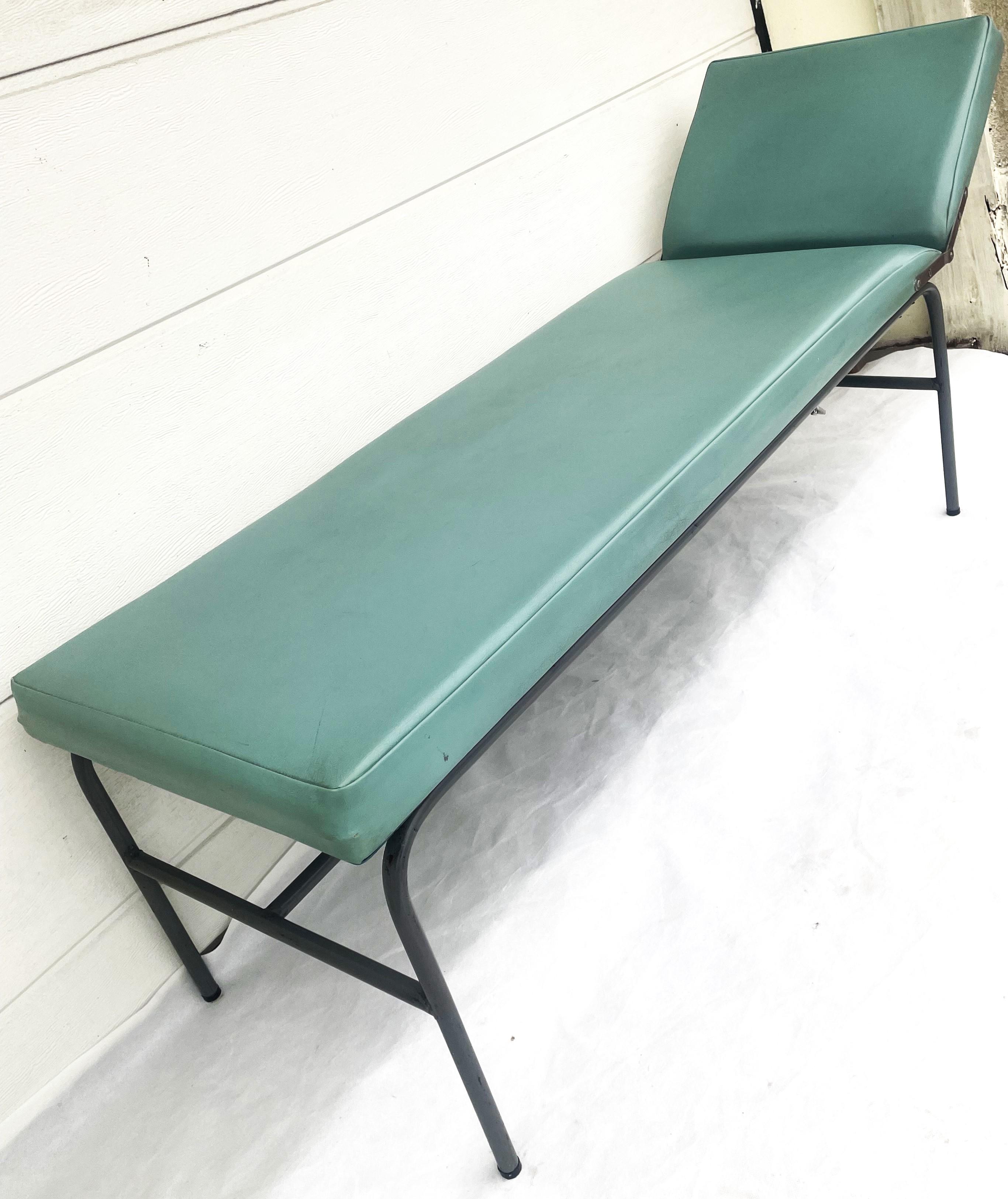 Mid-Century Modern Industrial Medical Couch with Adjustable Headrest, 1960s
